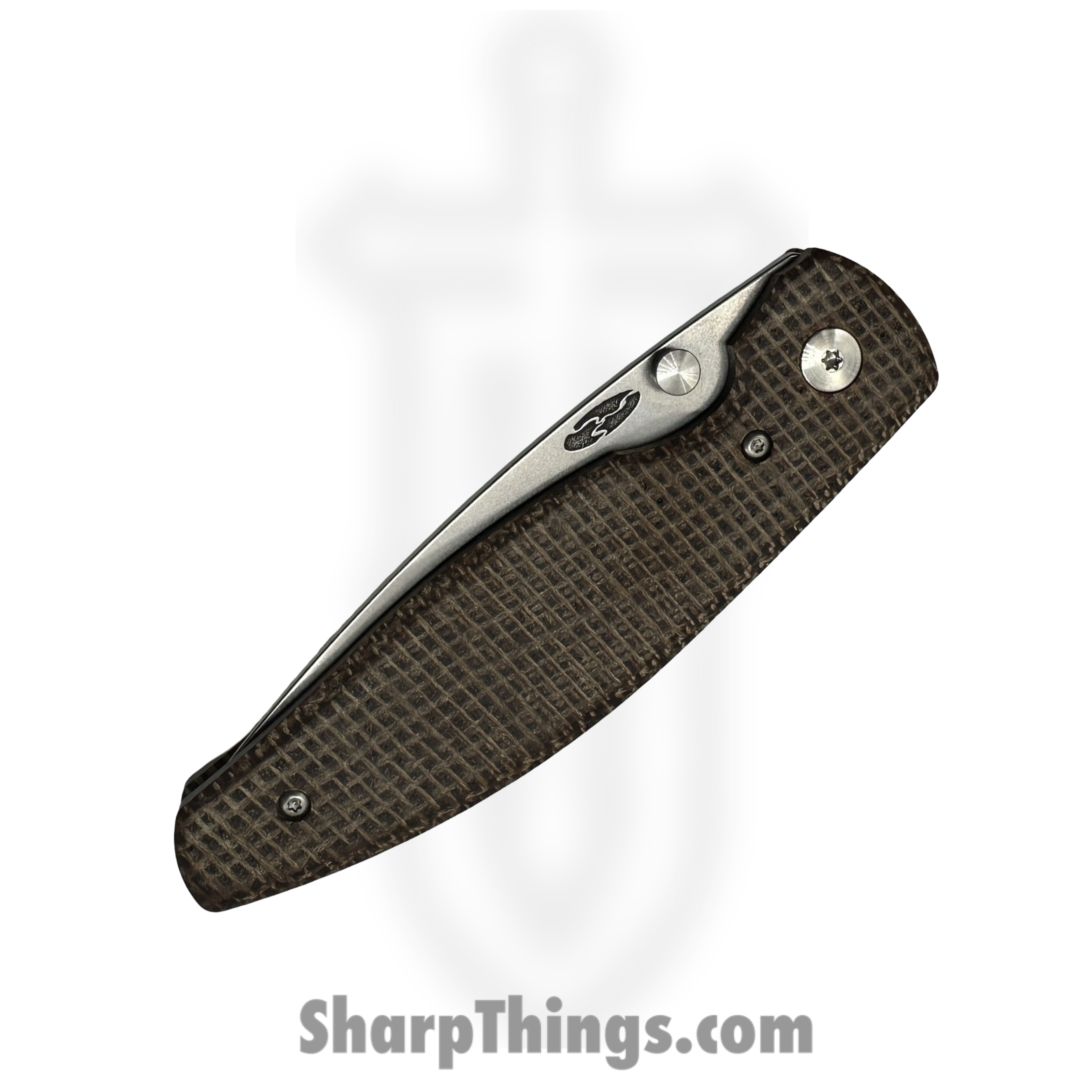 TRM - Atom-MC-FL-MIC - Atom Linerlock - Folding Knife - CPM MagnaCut Stonewash Drop Point - Burlap Micarta - Brown - Image 3