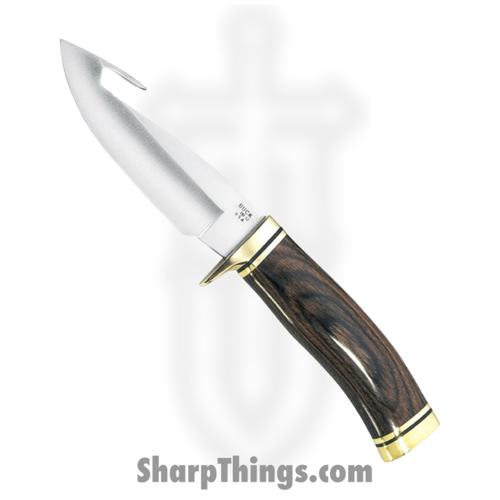 Buck - BU191 - Zipper Guthook - Fixed Blade Knife - 420 HC Satin Drop Point - Walnut - Brown