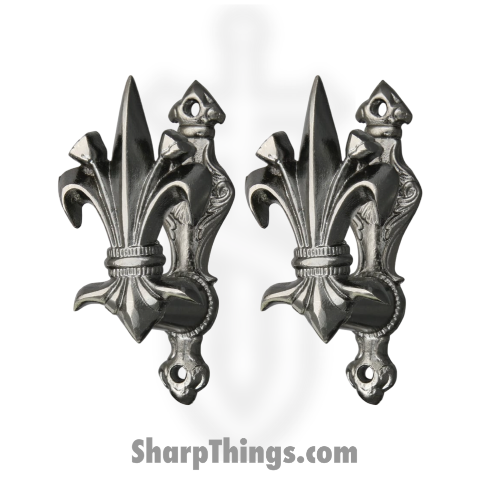 VOC - CN203308 - Fleur de lis Holder Set - Cast Metal - Silver