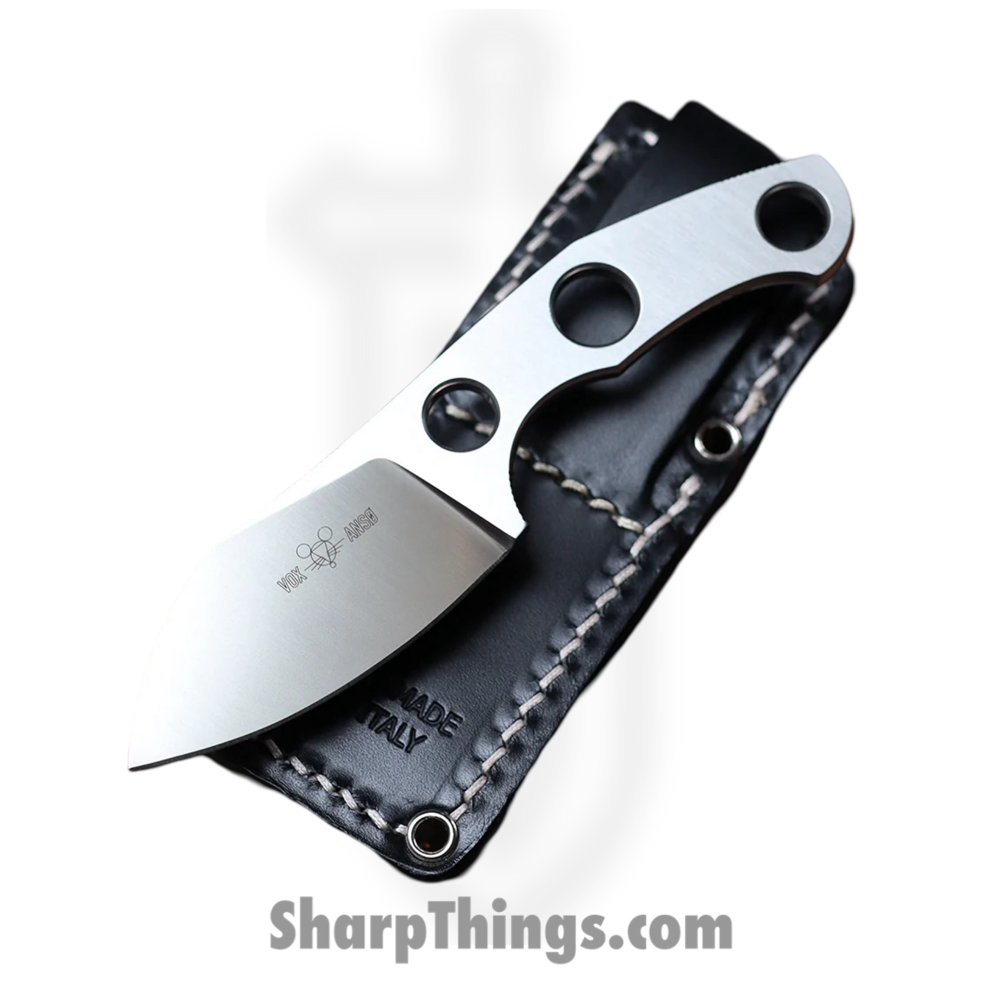 GiantMouse - GMF1-F-SATIN - GMF 1 - Fixed Blade Knife - M390 Satin Sheepsfoot - Skeletonized - Silver - Image 2