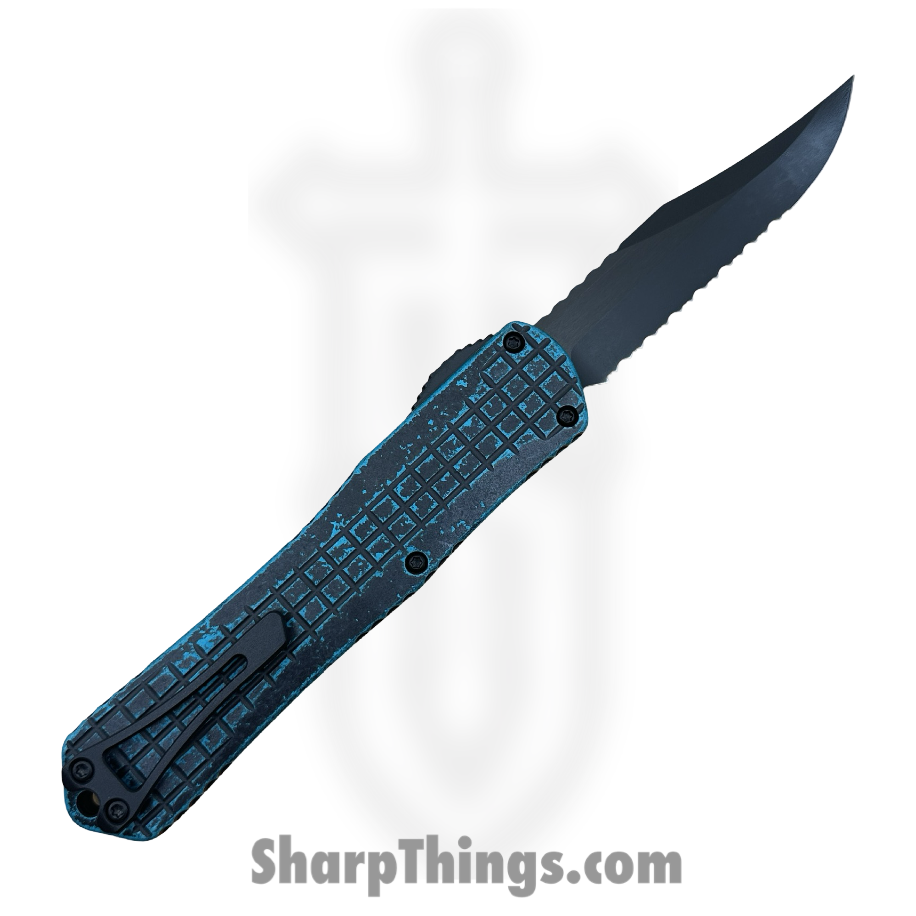 Heretic Knives - H030BF-6C-BRKTQ - Manticore X - Automatic Knife - CPM MagnaCut DLC Bowie - Aluminum - Black|Turquoise - Image 2