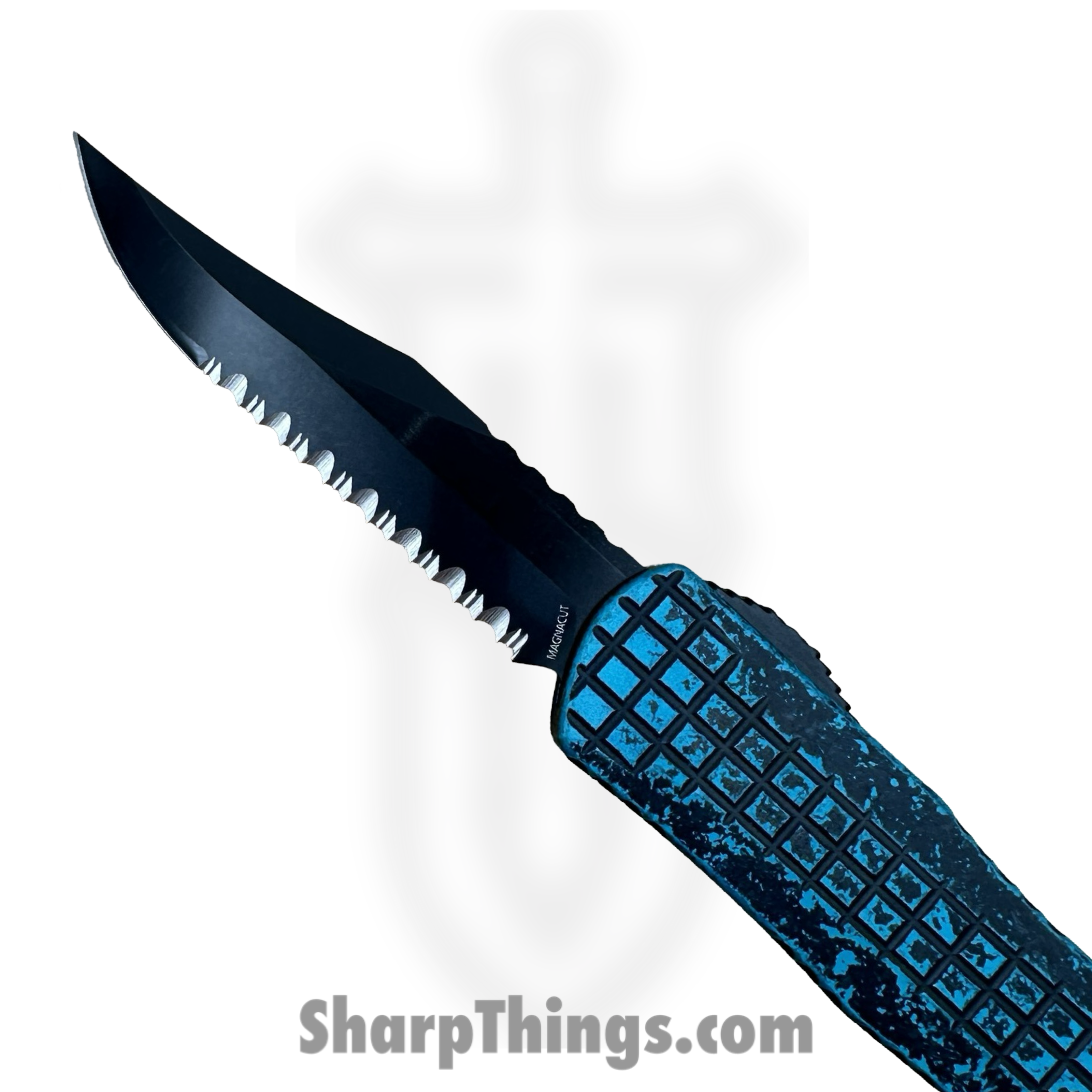 Heretic Knives - H030BF-6C-BRKTQ - Manticore X - Automatic Knife - CPM MagnaCut DLC Bowie - Aluminum - Black|Turquoise - Image 5