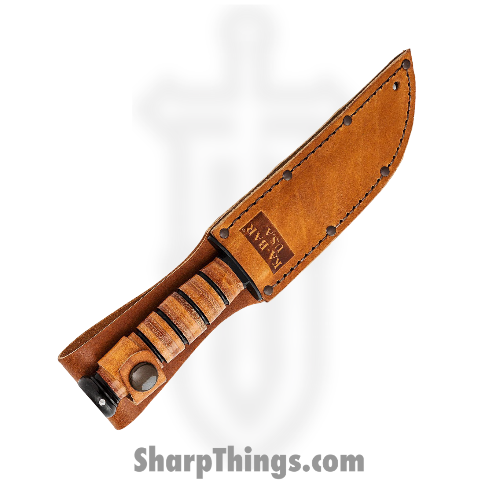 Ka-Bar - KA1251 - Short Fighting - Fixed Blade Knife - 1095 HC Coated Clip Point - Leather - Brown - Image 3