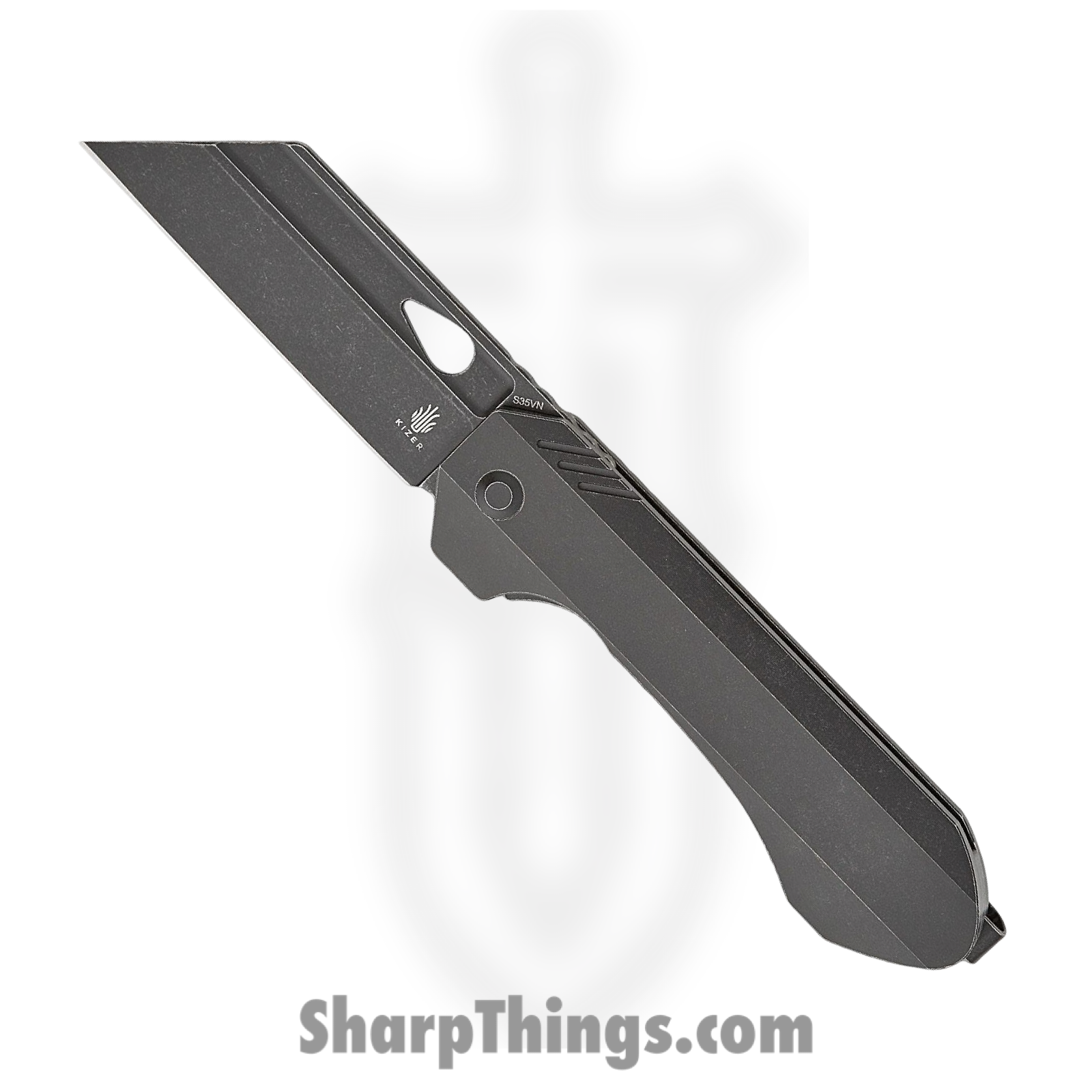 Kizer Cutlery - KI3665A1 - Huldra - Folding Knife - CPM S35VN Coated Reverse Tanto - Titanium - Black