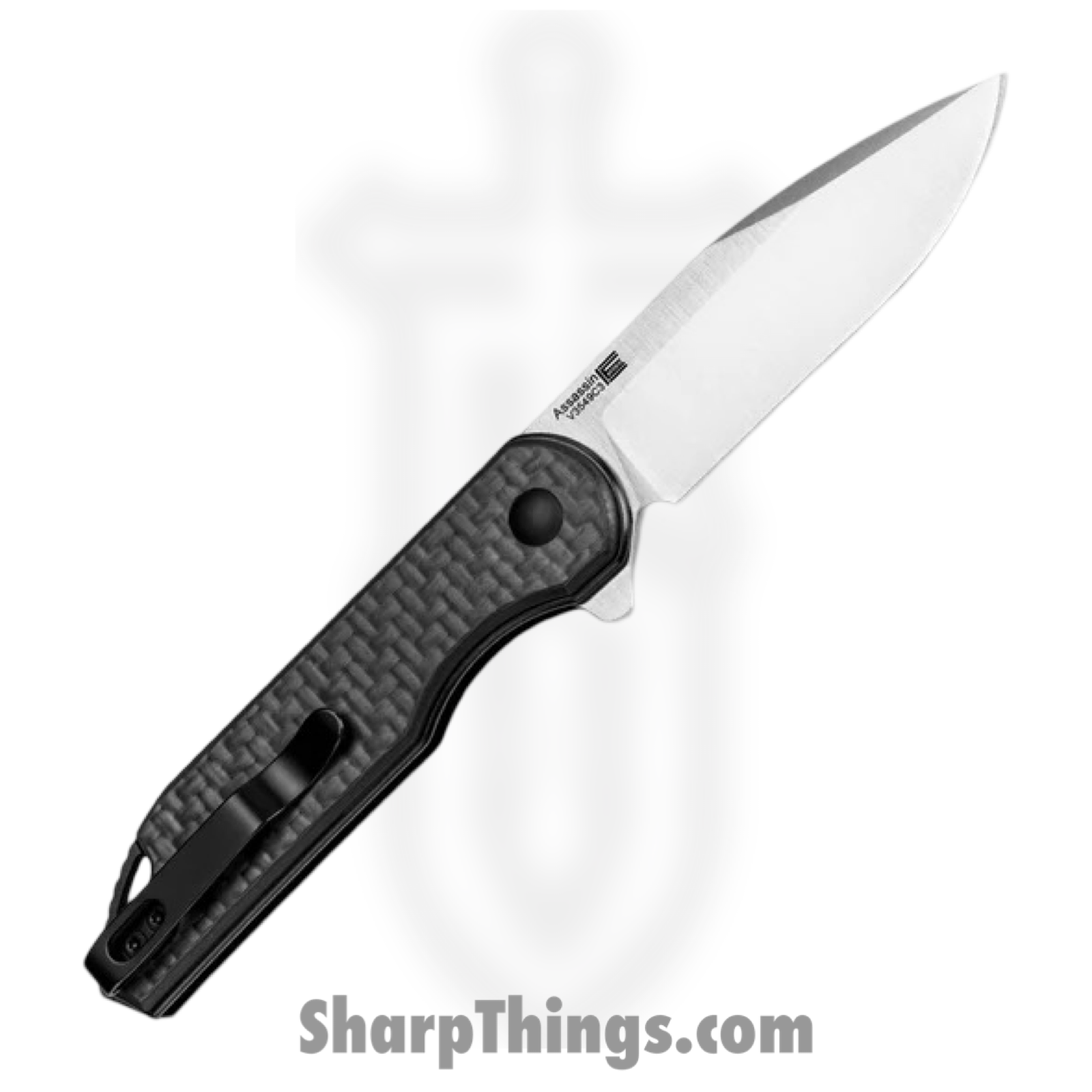 Kizer Cutlery - KIV3549C3 - Assassin - Folding Knife - 154CM Satin Drop Point - Carbon Fiber G10 - Black - Image 2