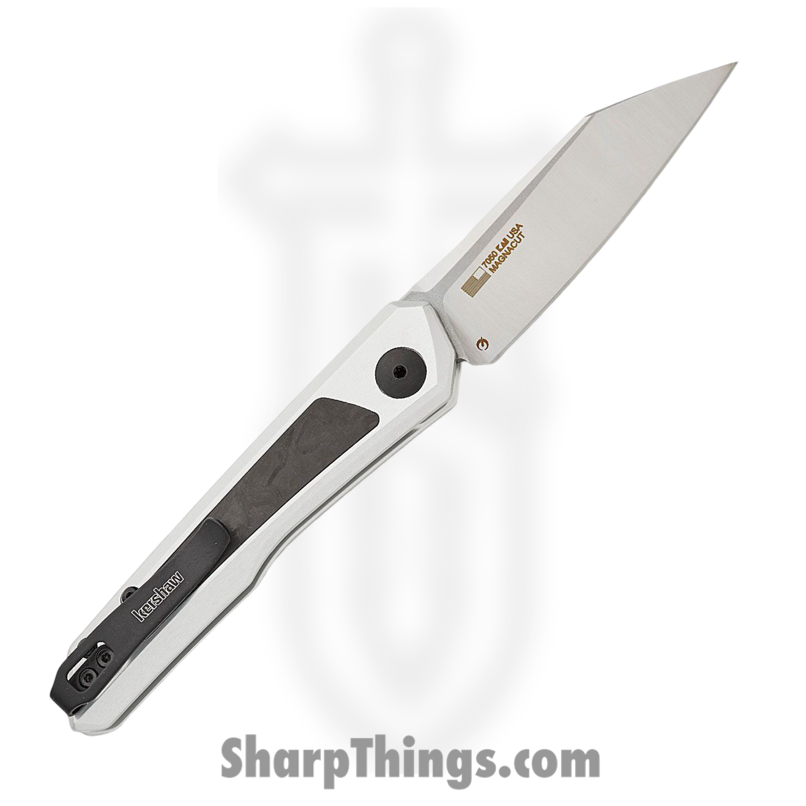 Kershaw - KS7050 - Launch 20 - Automatic Knife - CPM MagnaCut Stonewash Reverse Tanto - Aluminum Marbled CF Inlays - Black Silver - Image 2