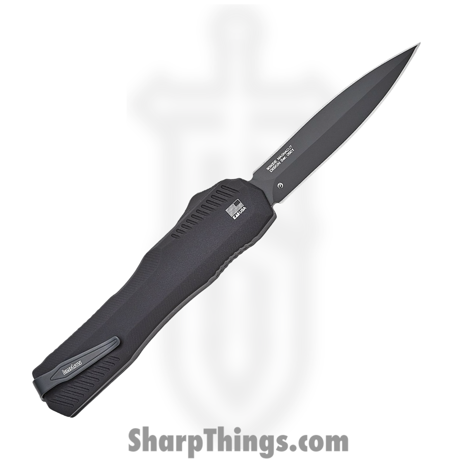 Kershaw - KS9000DE - Livewire - OTF Auto - CPM MagnaCut Coated Dagger - 6061-T6 Aluminum - Black - Image 2