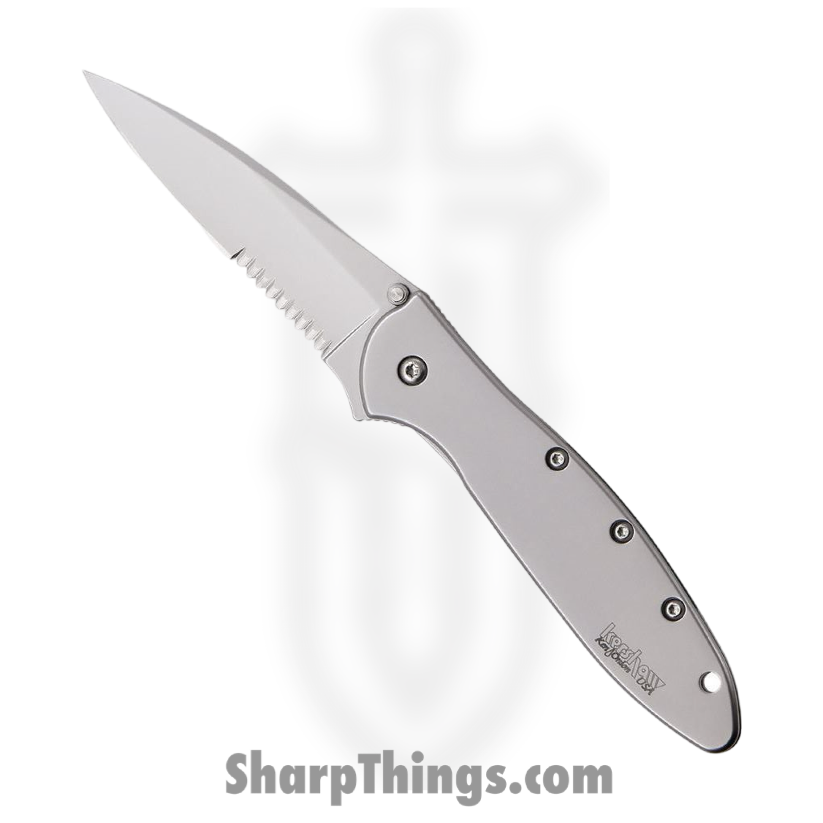 Kershaw - KSX1660STB - Leek Second - Assisted Open Knife - 14C28N Blasted Clip Point - Stainless - Silver