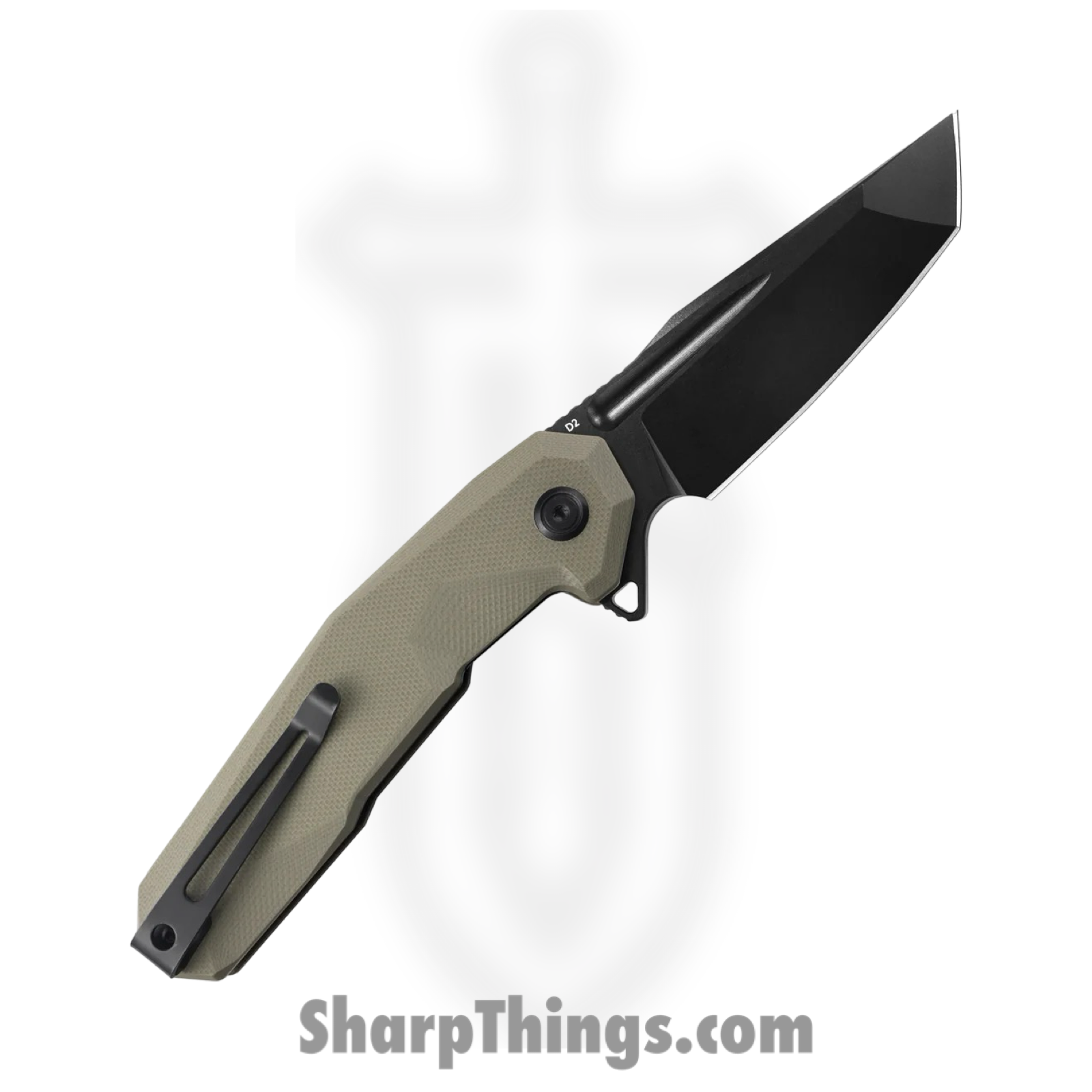 Kubey - KUB237C - Carve - Folding Knife - D2 Blasted Tanto - G10 - Tan - Image 2