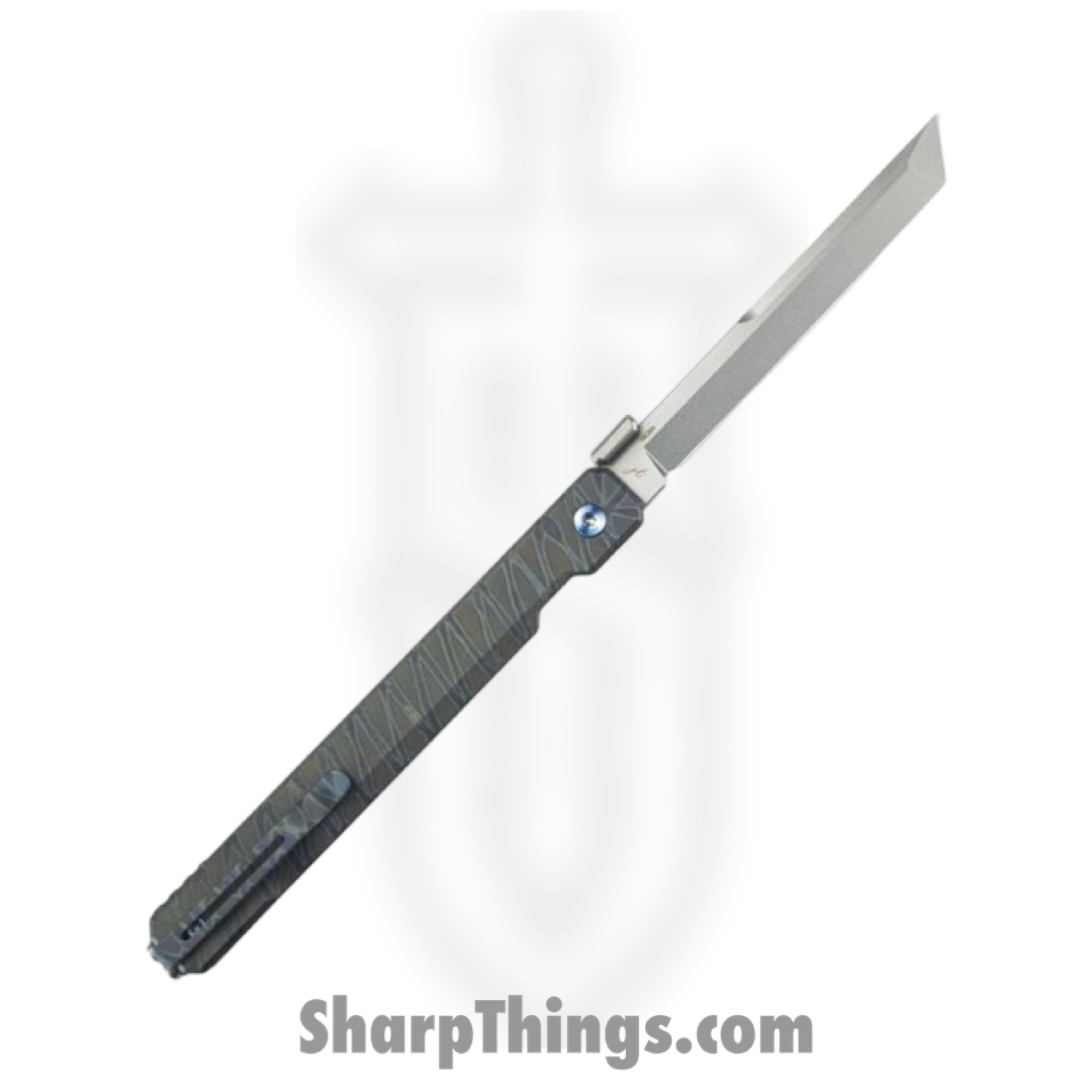 Kubey - KUB243C - Prism - Folding Knife - 14C28N Blasted Tanto - Titanium - Blue/Gray - Image 2