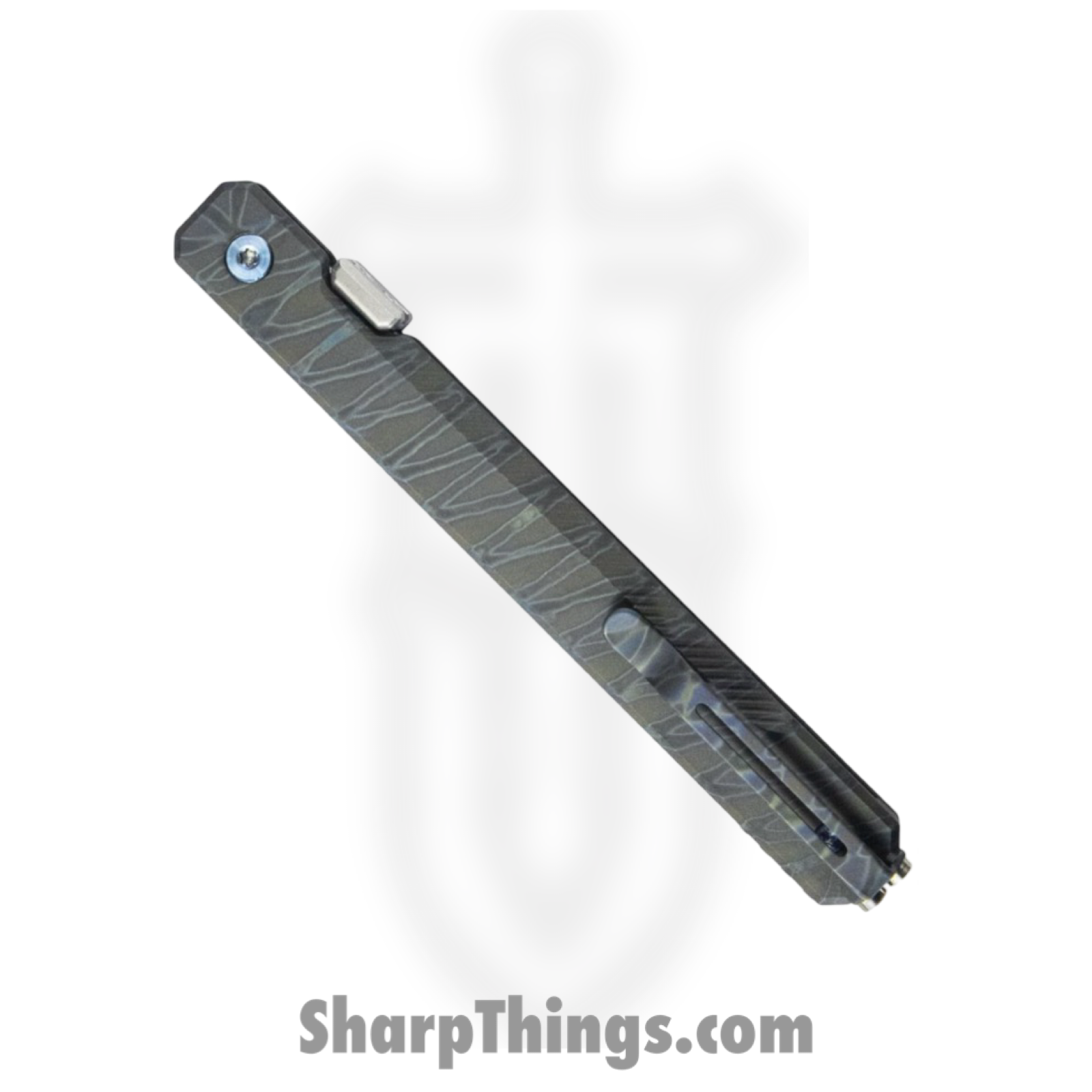 Kubey - KUB243C - Prism - Folding Knife - 14C28N Blasted Tanto - Titanium - Blue/Gray - Image 4