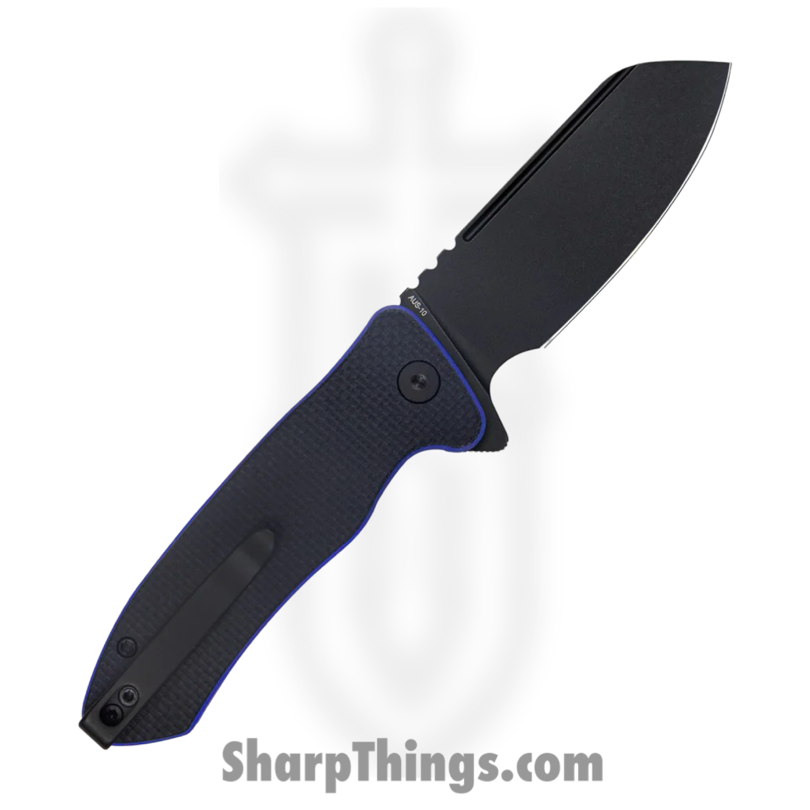 Kubey - KUB336D - Creon - Folding Knife - AUS-10A Blackwash Reverse Tanto - G10 - Black Blue - Image 2
