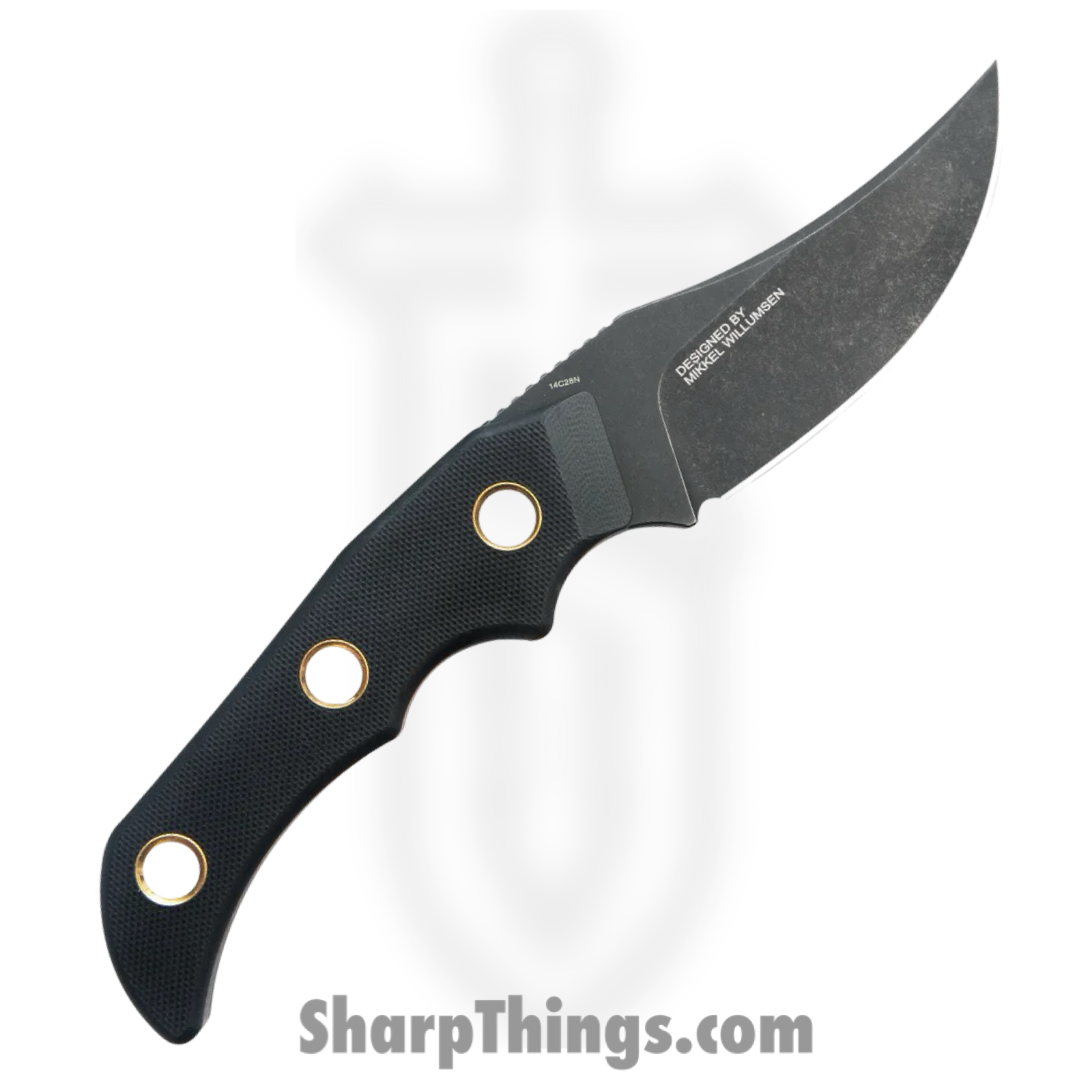 Kubey - KUB375B - Willumsen Hunter - Fixed Blade Knife - 14C28N Blackwash Clip Point - G10 - Black Gold - Image 2