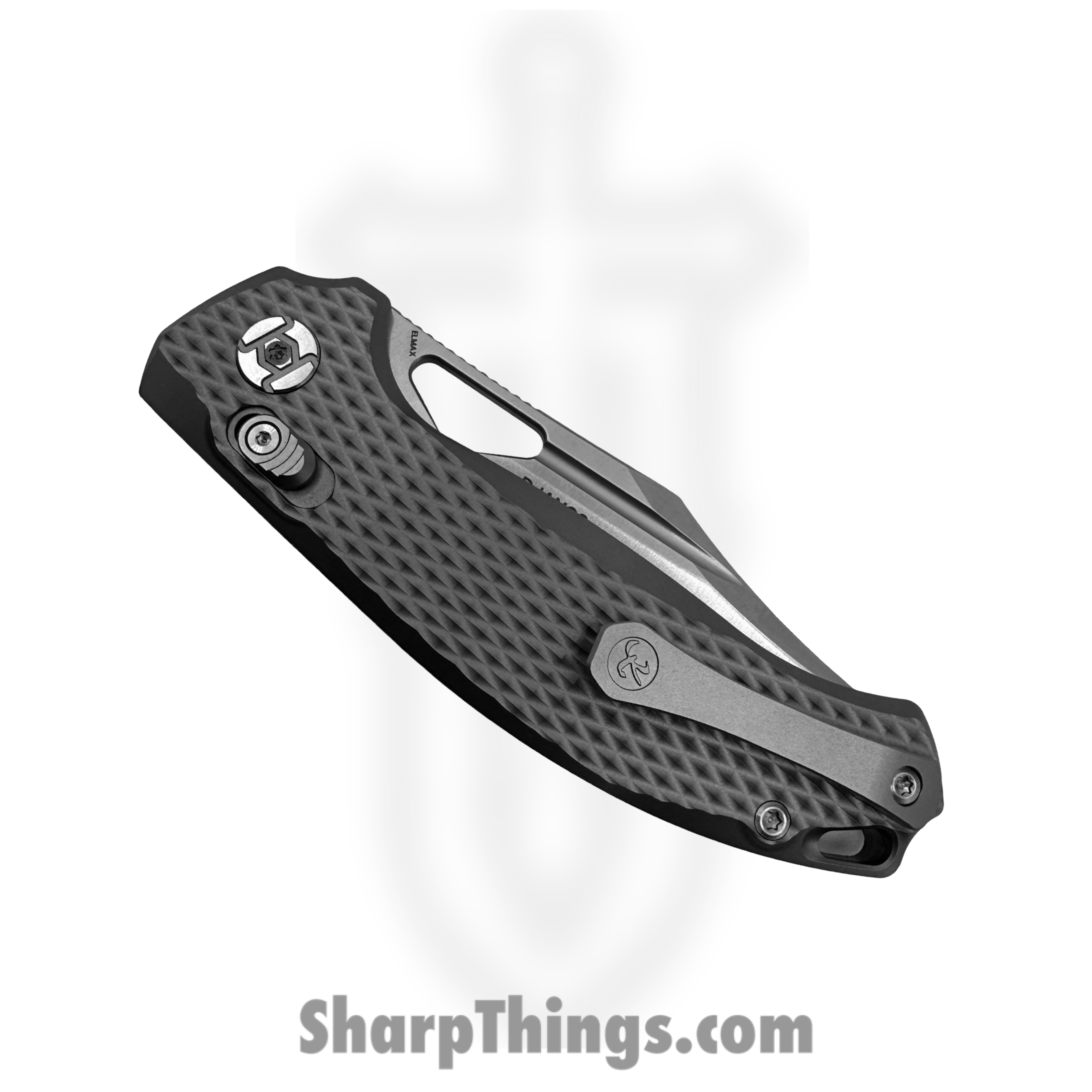 Kunwu - KUNX707T1A - Django Crossbar Lock - Folding Knife - ELMAX Satin Clip Point - Titanium - Textured - Image 4