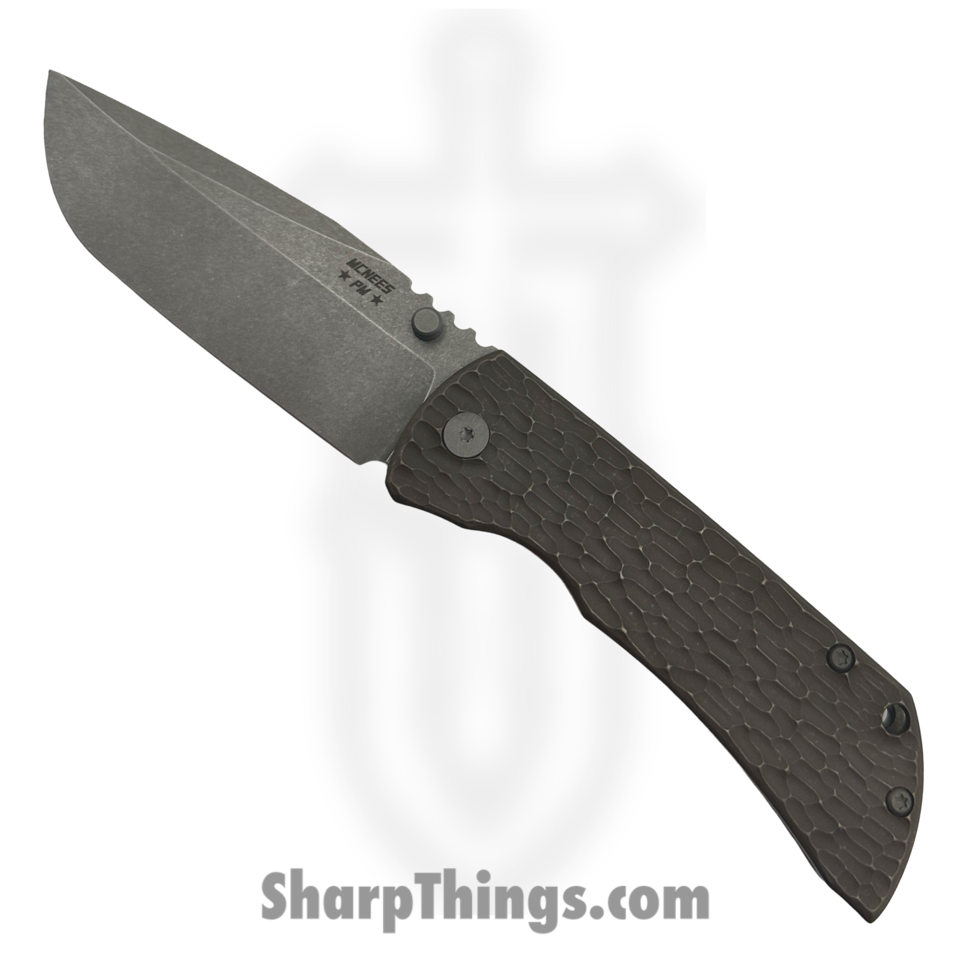 McNees - MAC2-35-AT-BZ-JG - Mac 3.5 - Folding Knife - CPM MagnaCut Stonewash Spear Point - Jigged Titanium - Atomic Bronze
