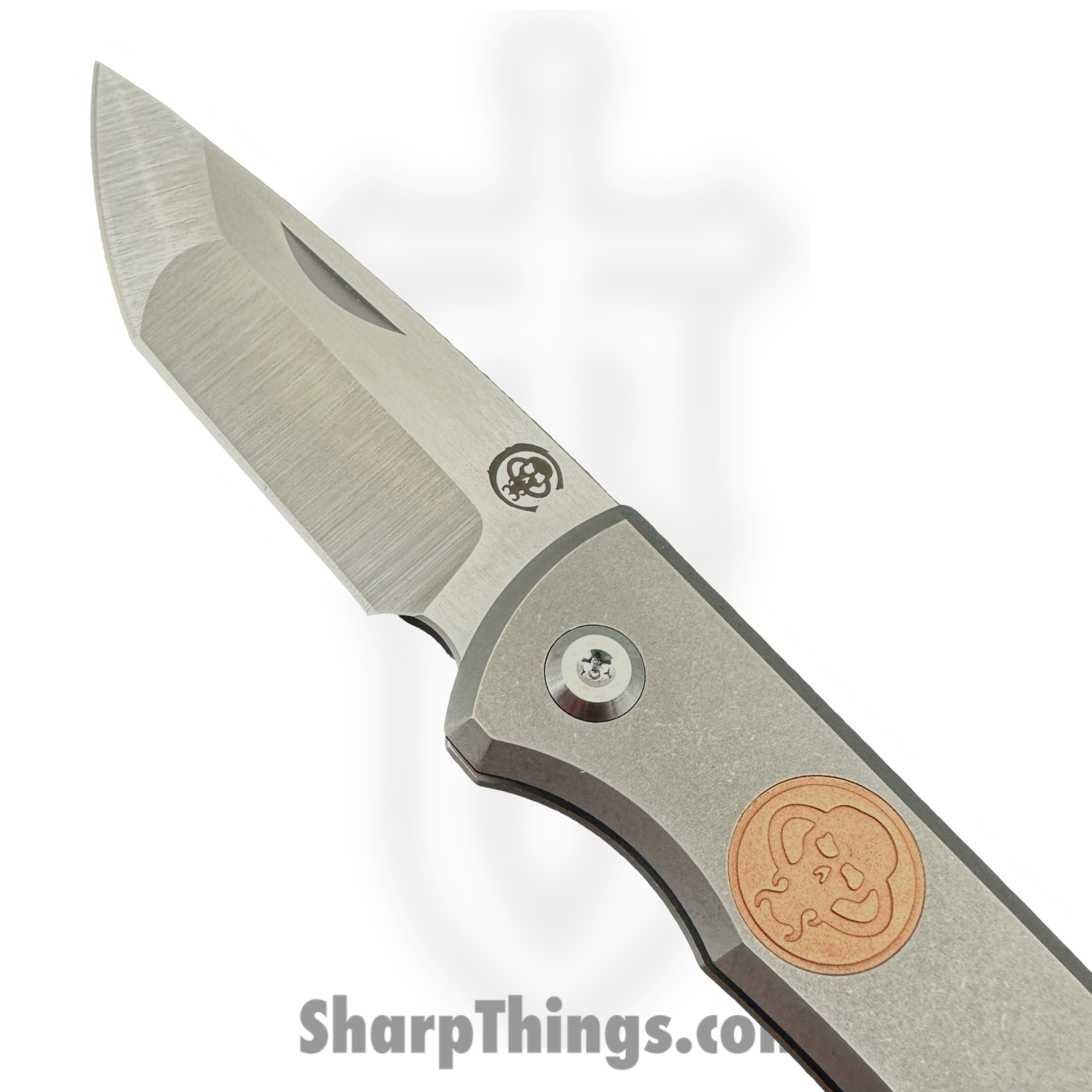 Chaves Knives - Slp-TN-SW-TI - Rendencion Slip Joint - Folding Knife - M390 Satin Tanto - Titanium Copper Inlay - Stonewash - Image 6