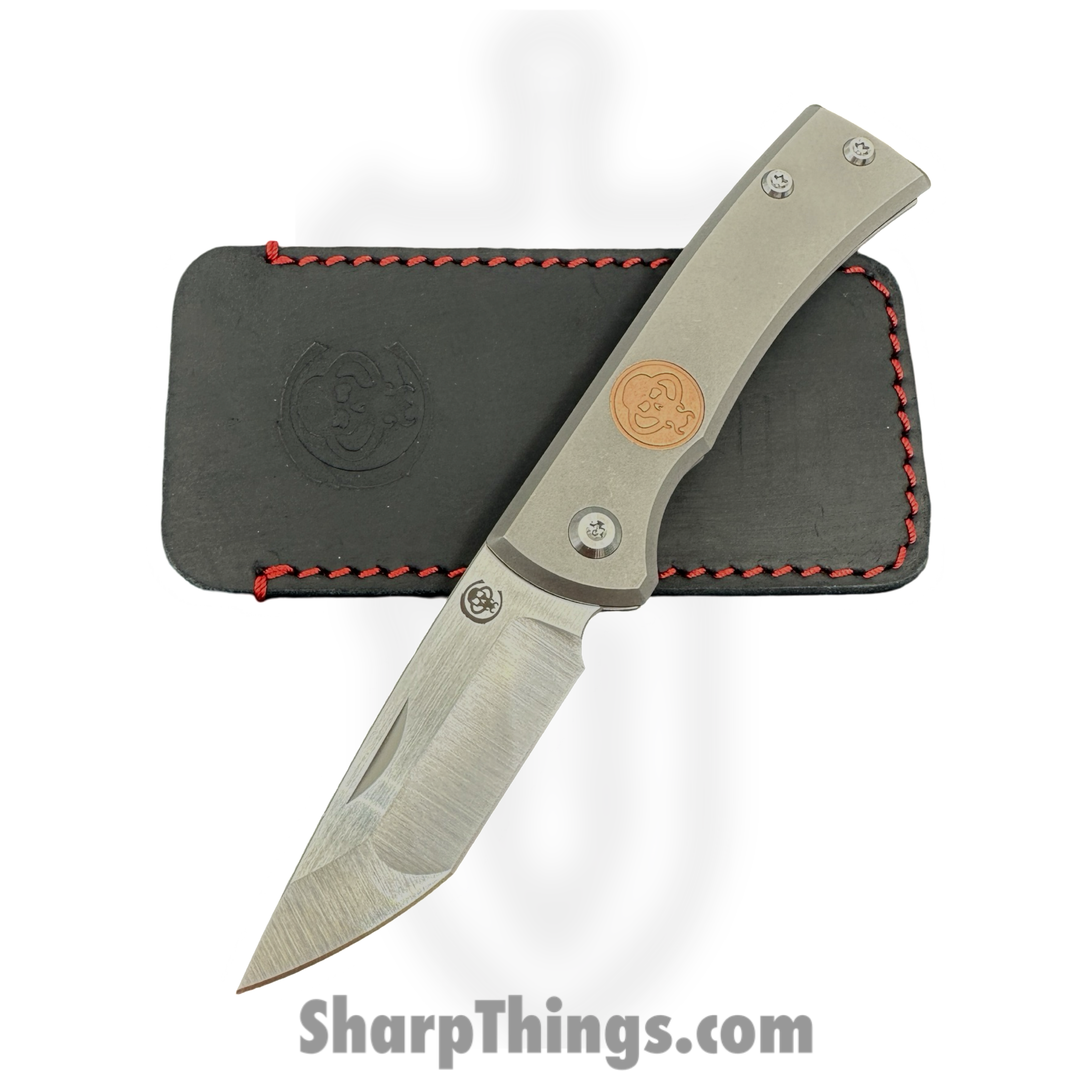 Chaves Knives - Slp-TN-SW-TI - Rendencion Slip Joint - Folding Knife - M390 Satin Tanto - Titanium Copper Inlay - Stonewash - Image 3