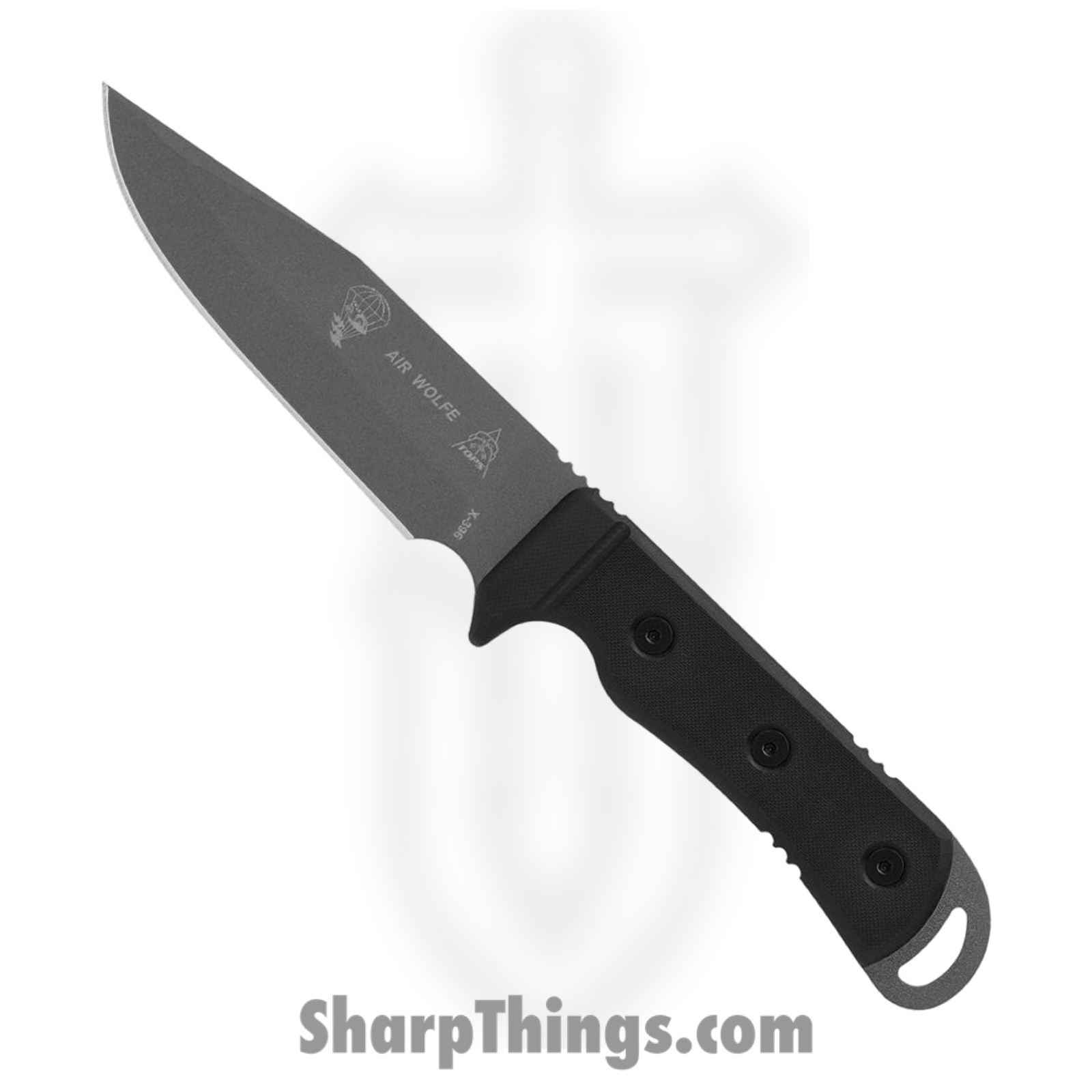 Tops - TPAIR01 - Air Wolfe - Fixed Blade Knife - 1095 HC Coated Clip Point - G10 - Black