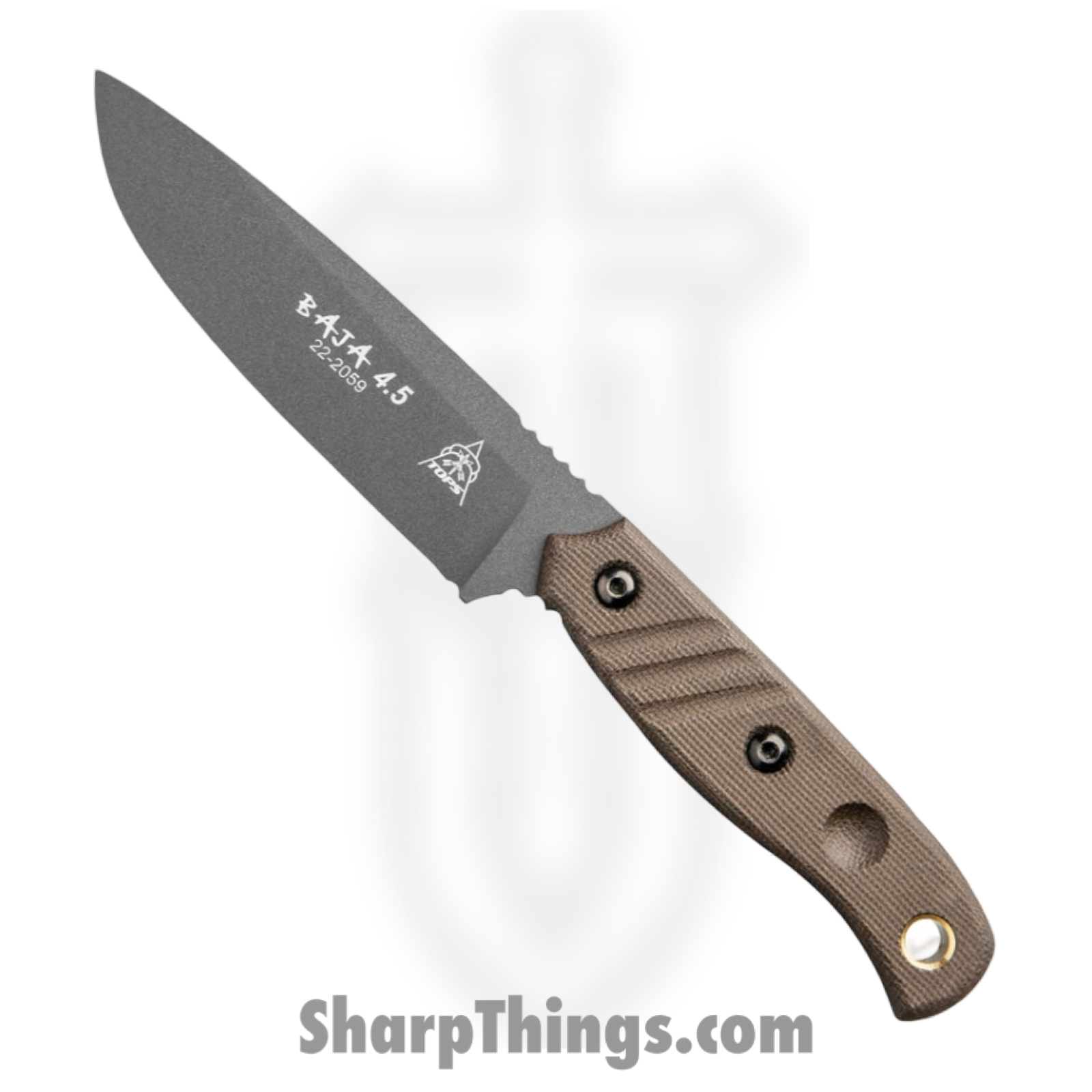 Tops - TPBAJA4502 - Baja 4.5 - Fixed Blade Knife - 1095 HC Coated Drop Point - Micarta - Green