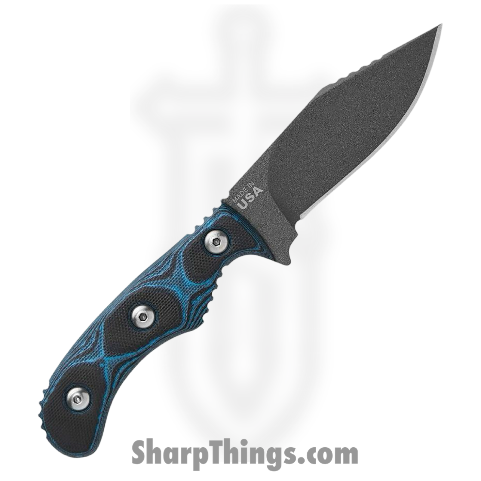 Tops - TPDEUT03 - Delta Unit 3 - Fixed Blade Knife - 1095 HC Coated Hunters Point - G10 - Black Blue - Image 2