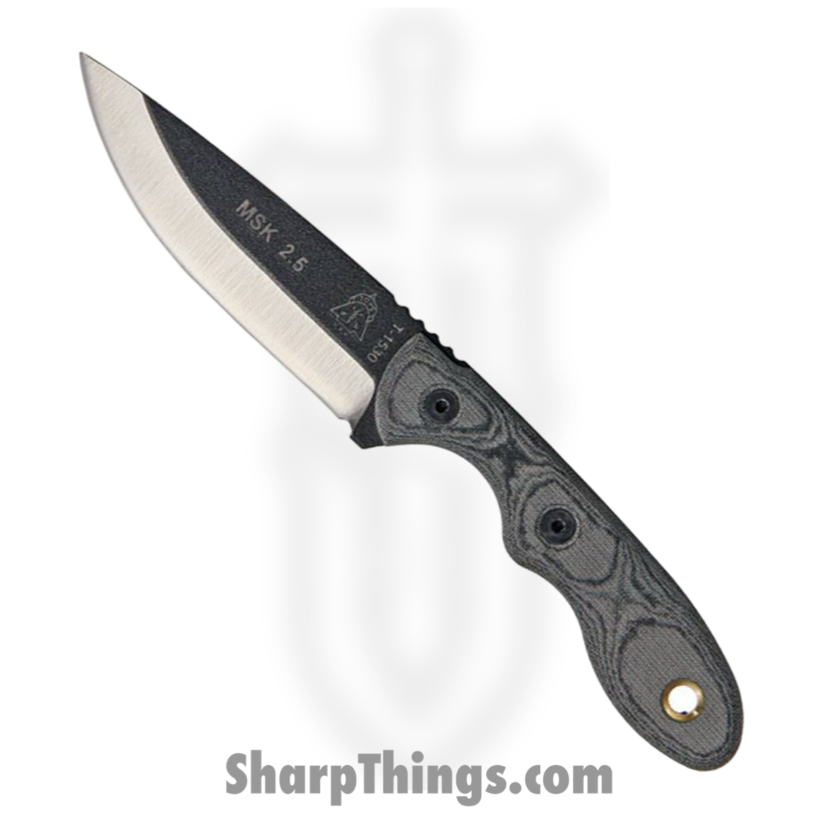 Tops - TPMSKBLM - Mini Scandi - Fixed Blade Knife - 1095 HC Two Tone Drop Point - Micarta - Black Gray