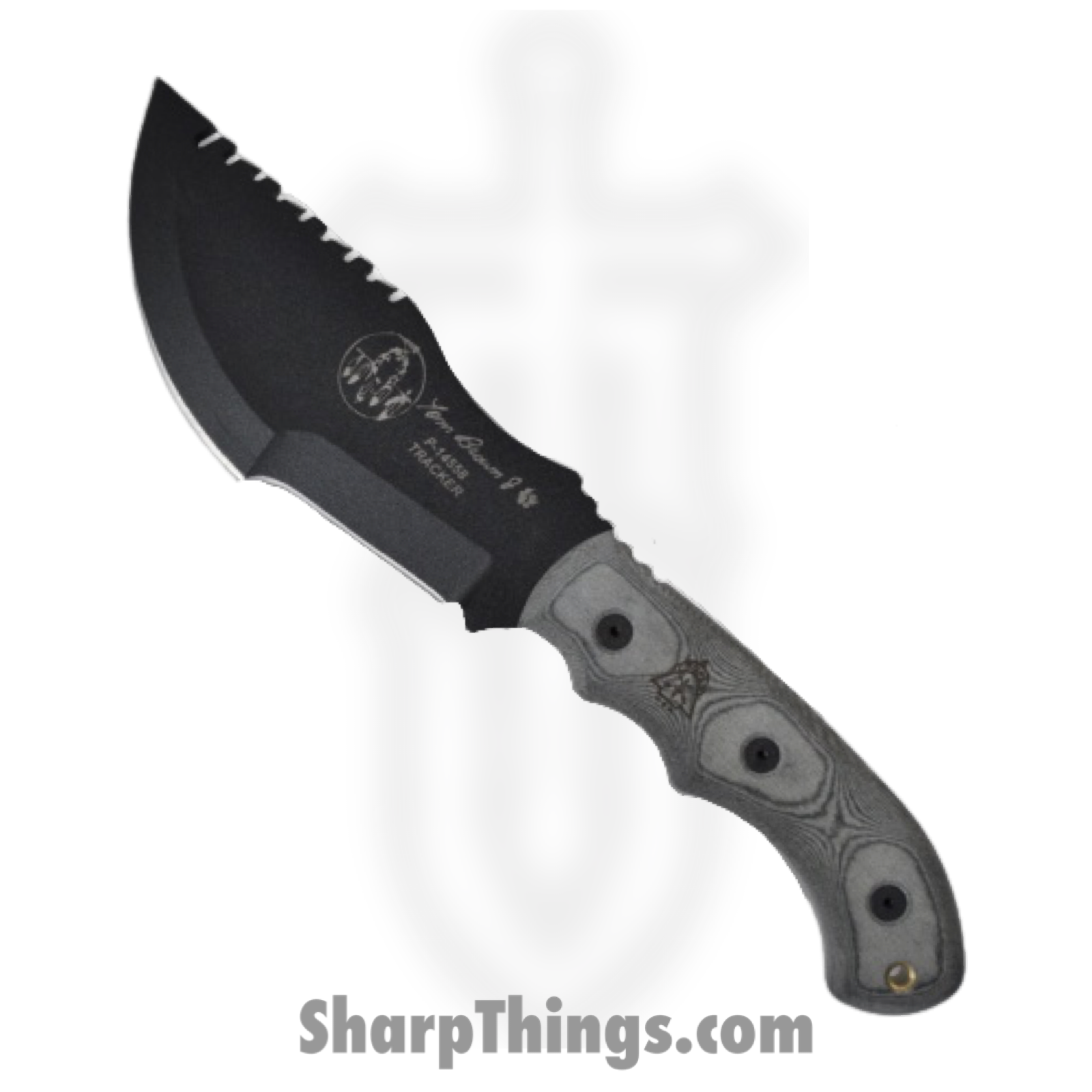 Tops - TPTBT010RMT - Tom Brown Tracker - Fixed Blade Knife - 1095 HC Coated Clip Point - Micarta - Gray