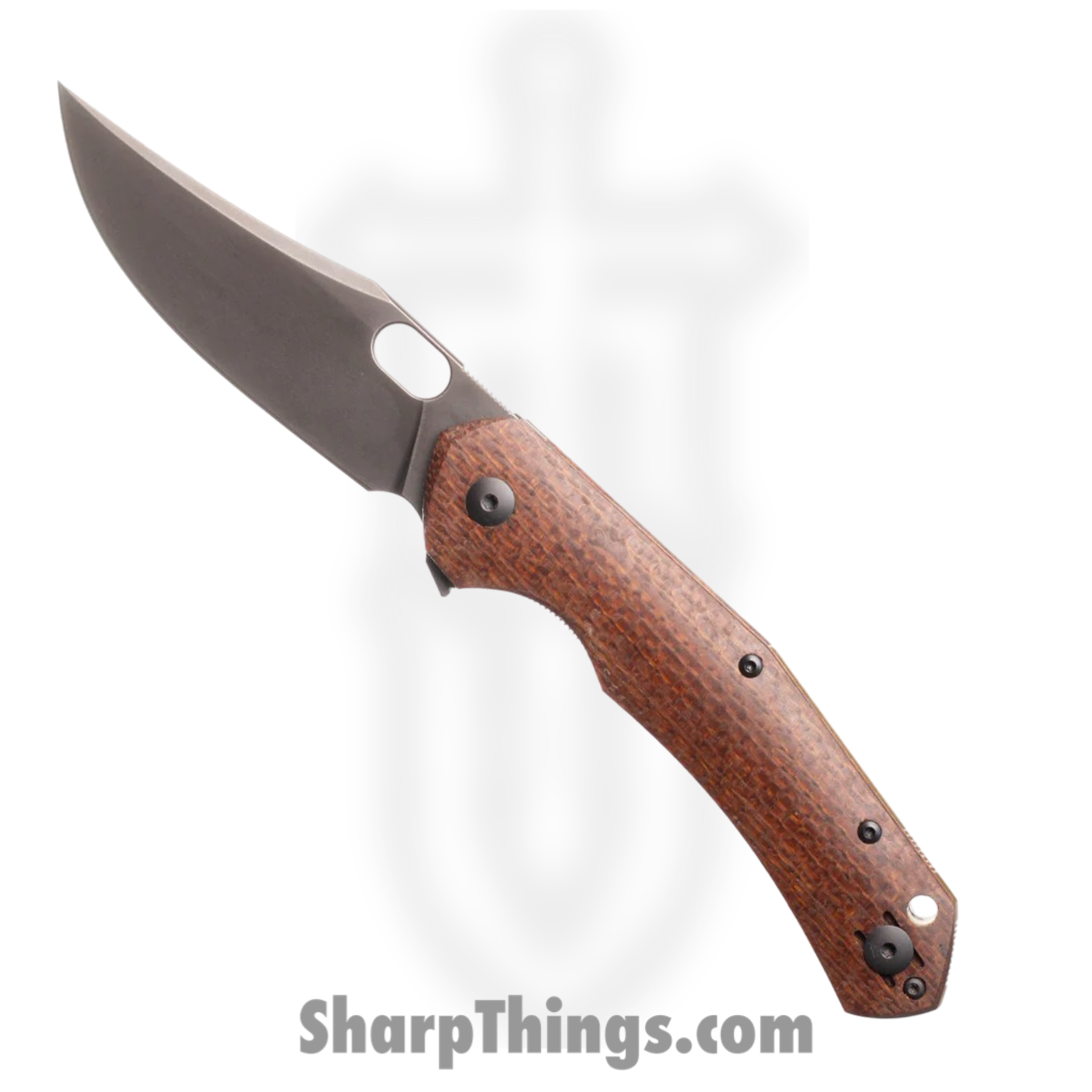 GiantMouse - JUTLAND-BURLAP-MICARTA - Jutland - Folding Knife - Vanadis Blackwash Trailing Point - Micarta - Brown