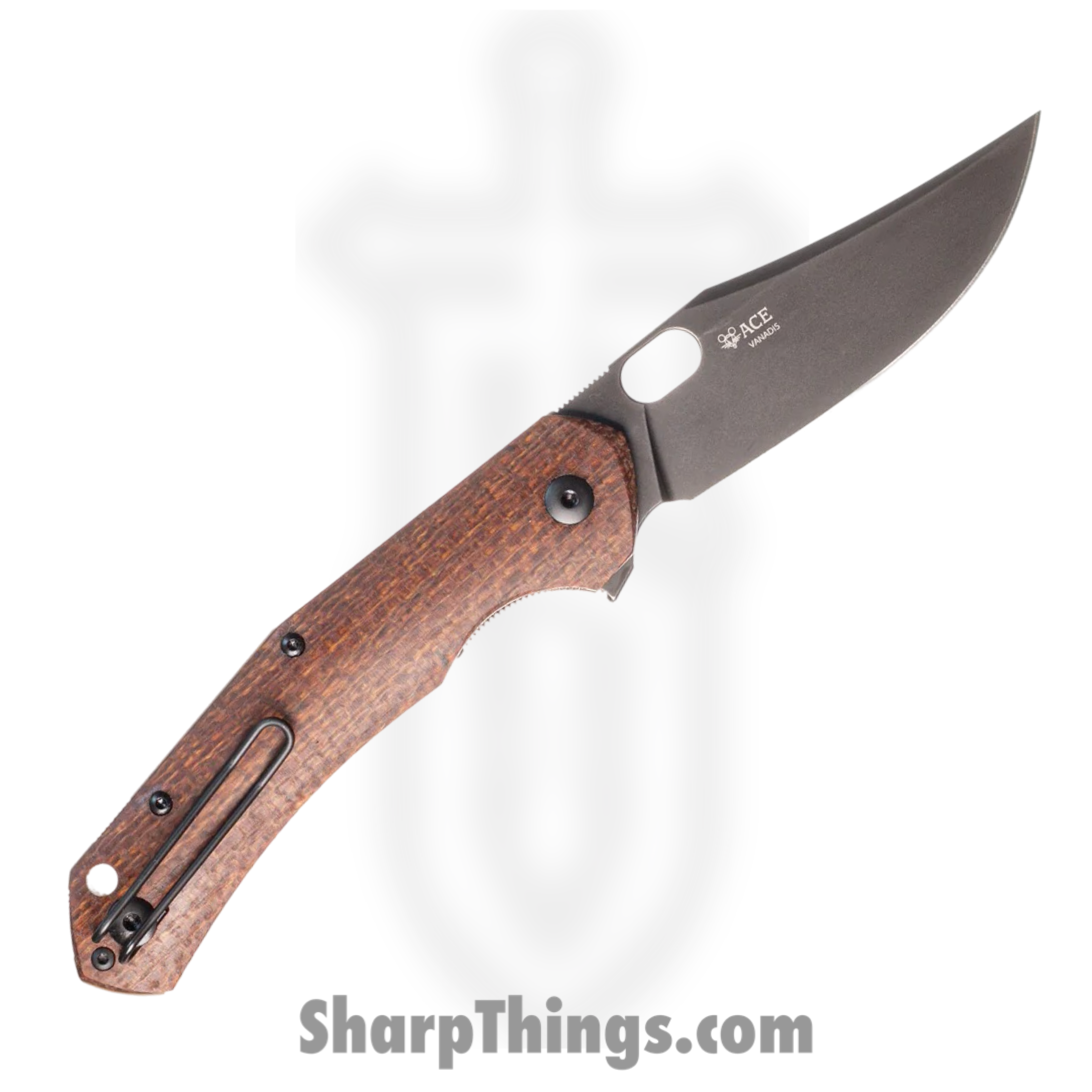 GiantMouse - JUTLAND-BURLAP-MICARTA - Jutland - Folding Knife - Vanadis Blackwash Trailing Point - Micarta - Brown - Image 2