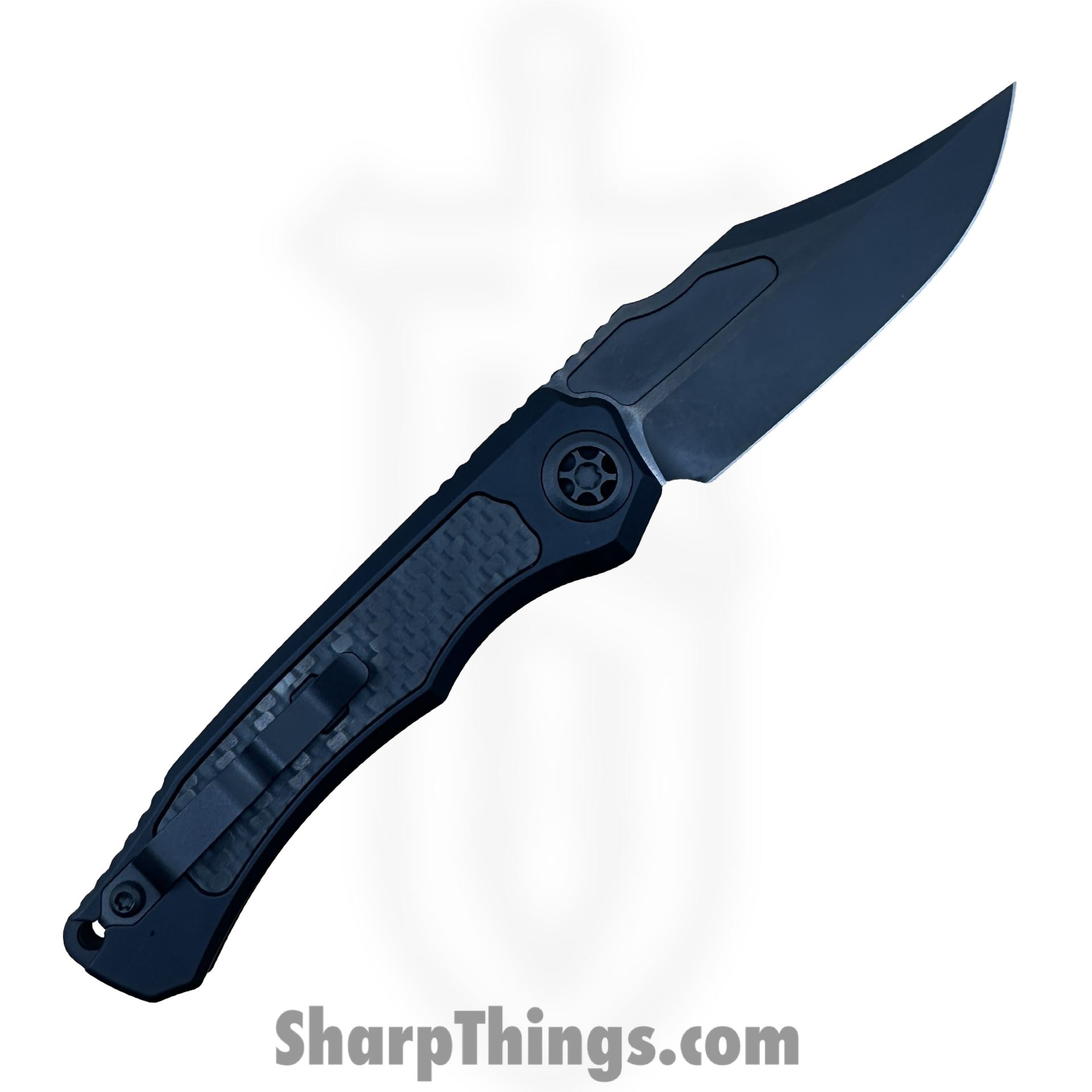 Heretic Knives - H002-6A-GLO/CF - Wraith V4 - Automatic Knife - CPM MagnaCut DLC Bowie - Aluminum - Black - Image 2