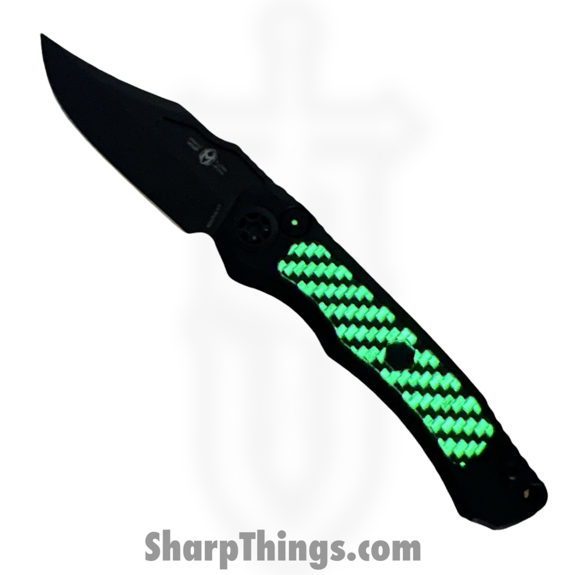 Heretic Knives - H002-6A-GLO/CF - Wraith V4 - Automatic Knife - CPM MagnaCut DLC Bowie - Aluminum - Black - Image 5
