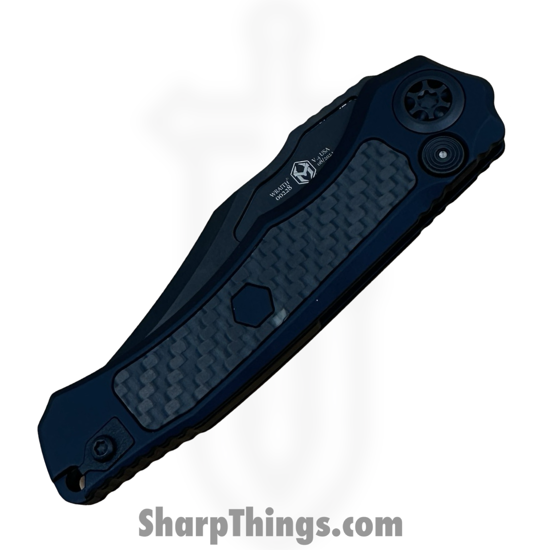 Heretic Knives - H002-6A-GLO/CF - Wraith V4 - Automatic Knife - CPM MagnaCut DLC Bowie - Aluminum - Black - Image 3