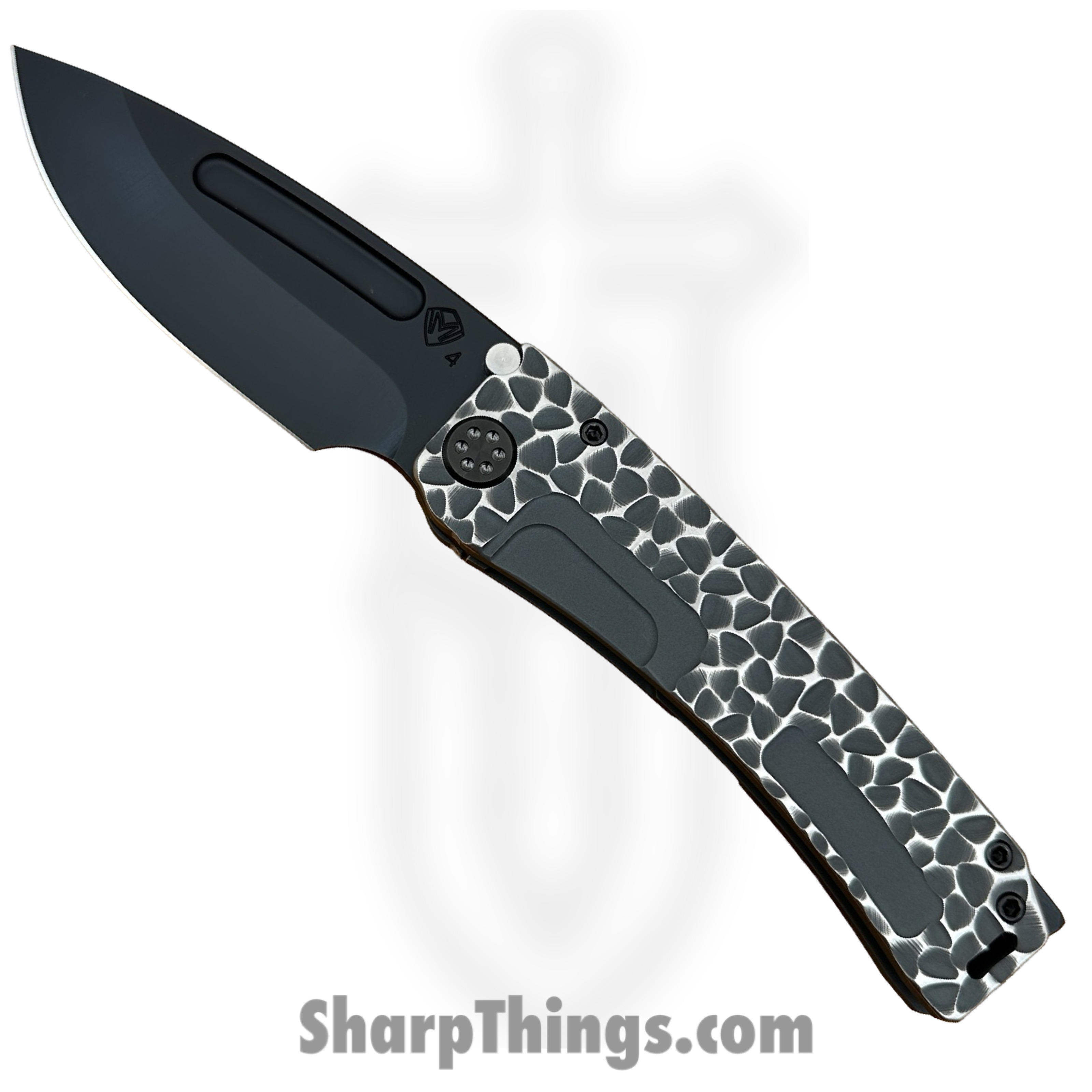 Medford Knife and Tool - 091924D - Marauder-H - Folding Knife - S45VN Coated Drop Point - Titanium "Peaks and Valleys" - Natural