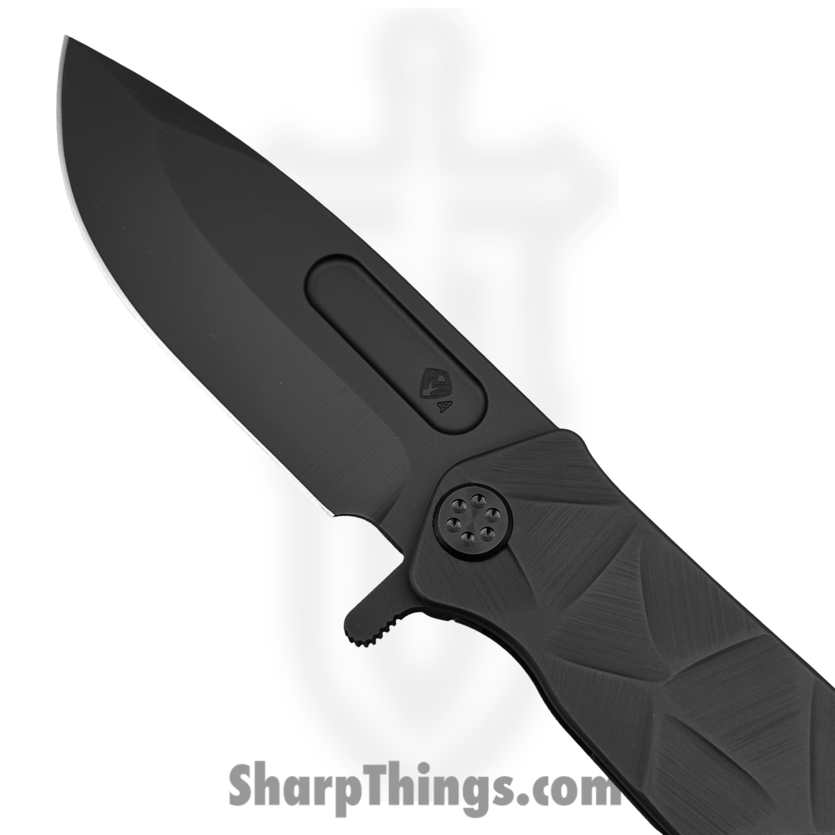 Medford Knife and Tool - 091924I - USMC FF - Folding Knife - S45VN Coated Drop Point - Titanium "Stained Glass" - Black - Image 3