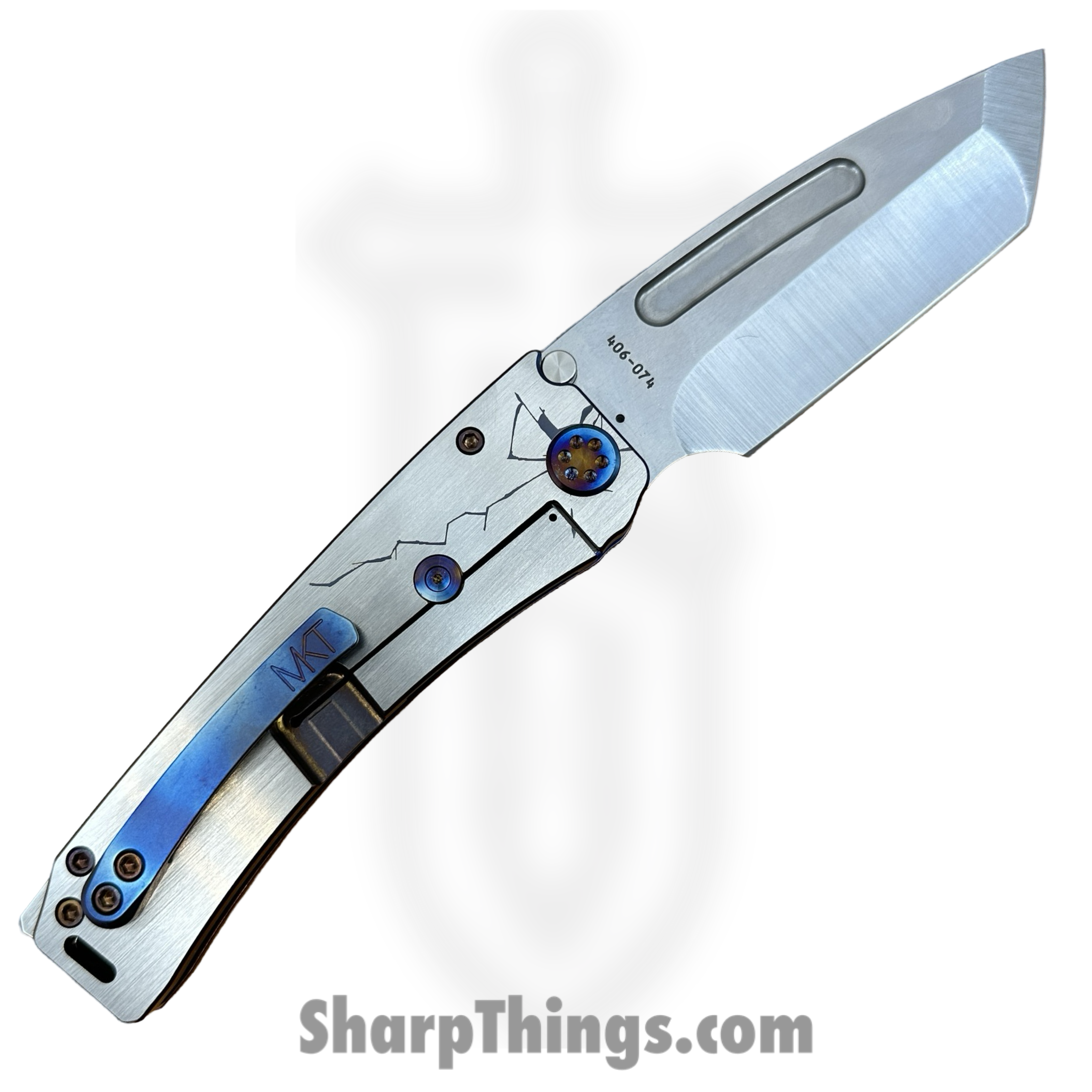 Medford Knife and Tool - 091924K - Marauder-H - Folding Knife - S45VN Tumbled Tanto - Titanium "Cracked Glass" - Multi - Image 2