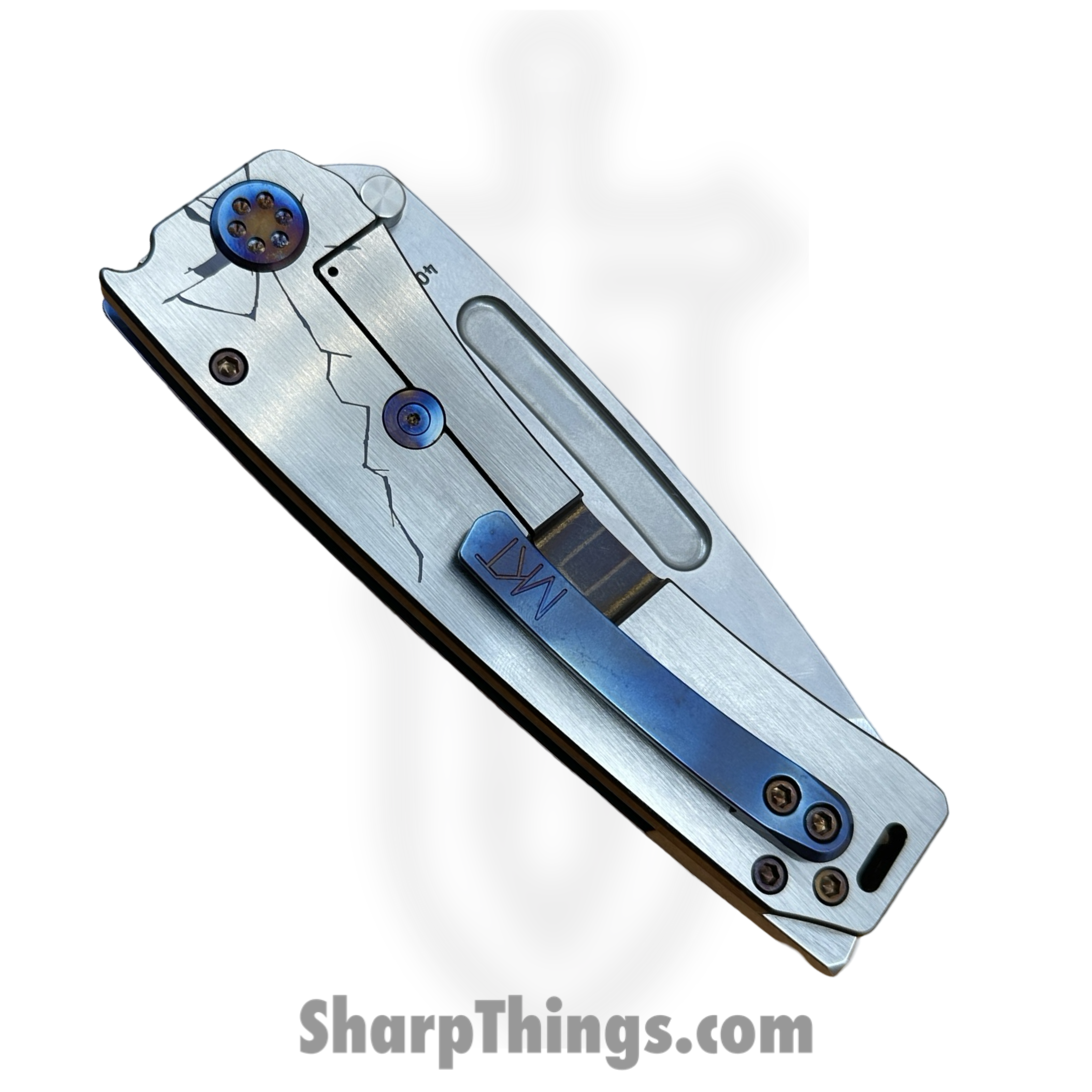 Medford Knife and Tool - 091924K - Marauder-H - Folding Knife - S45VN Tumbled Tanto - Titanium "Cracked Glass" - Multi - Image 4