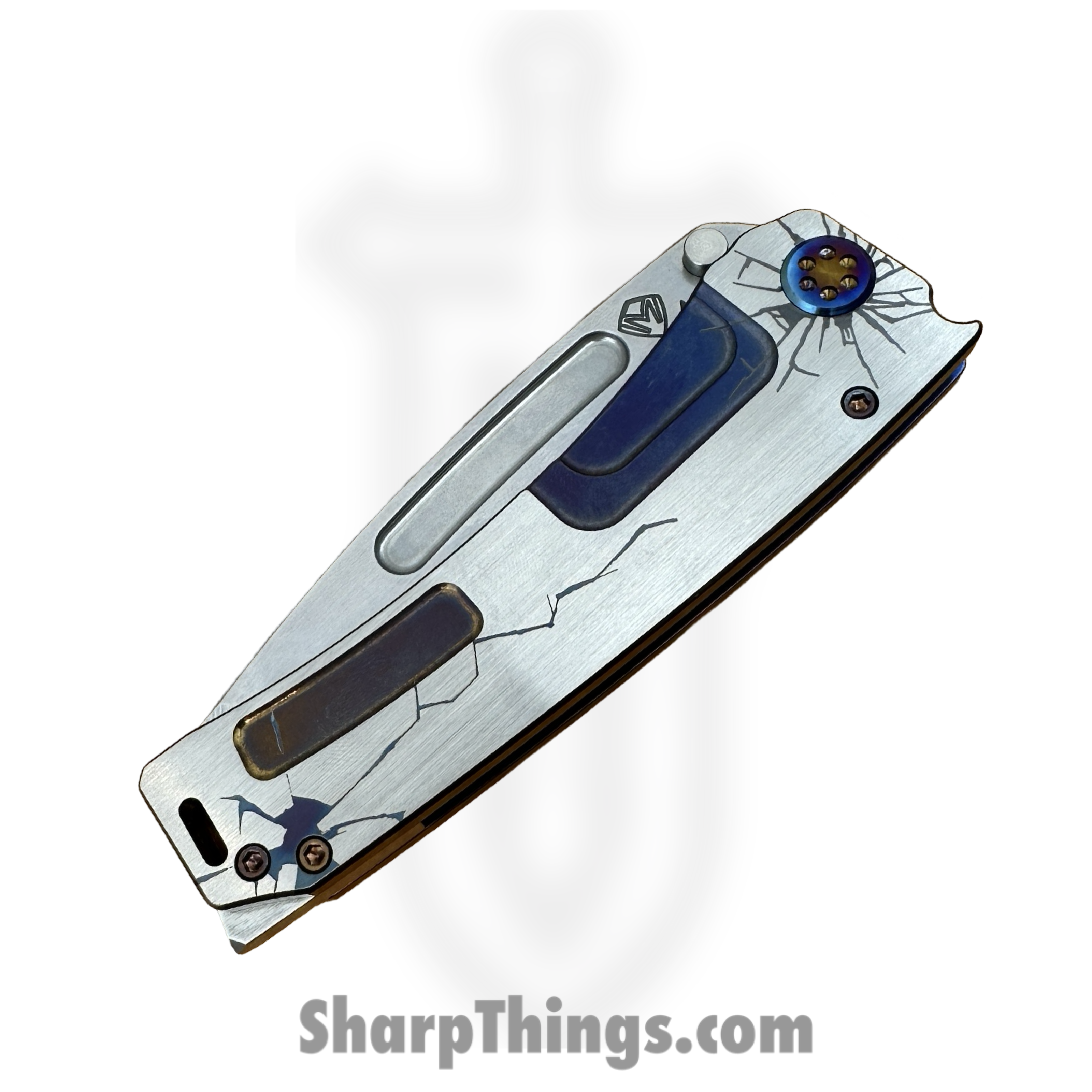 Medford Knife and Tool - 091924K - Marauder-H - Folding Knife - S45VN Tumbled Tanto - Titanium "Cracked Glass" - Multi - Image 5