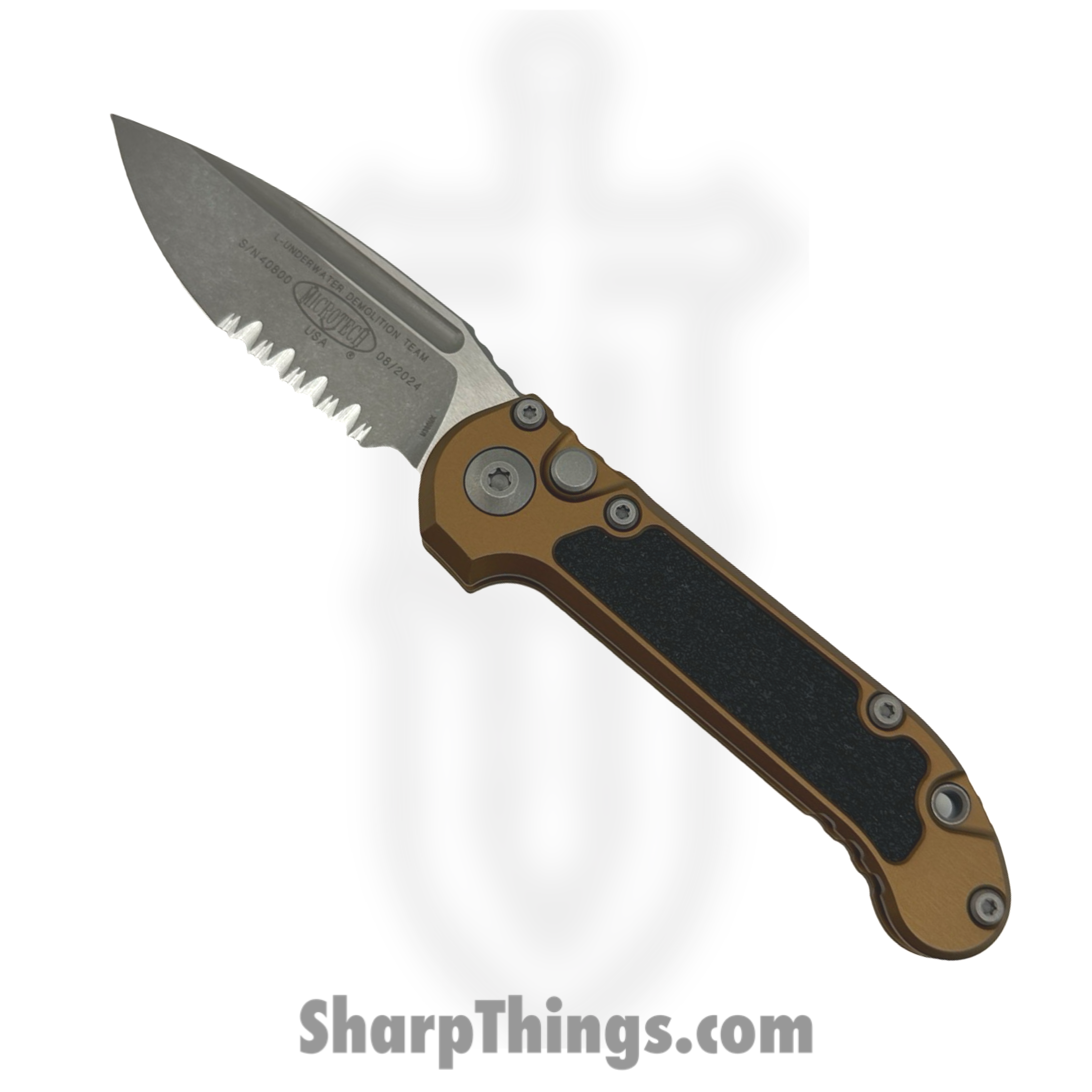 Microtech - 1135-11APTA - L.U.D.T. Gen III - Automatic Knife - M390MK Apocalyptic Drop Point P/S - 6061-T6 Aluminum - Tan