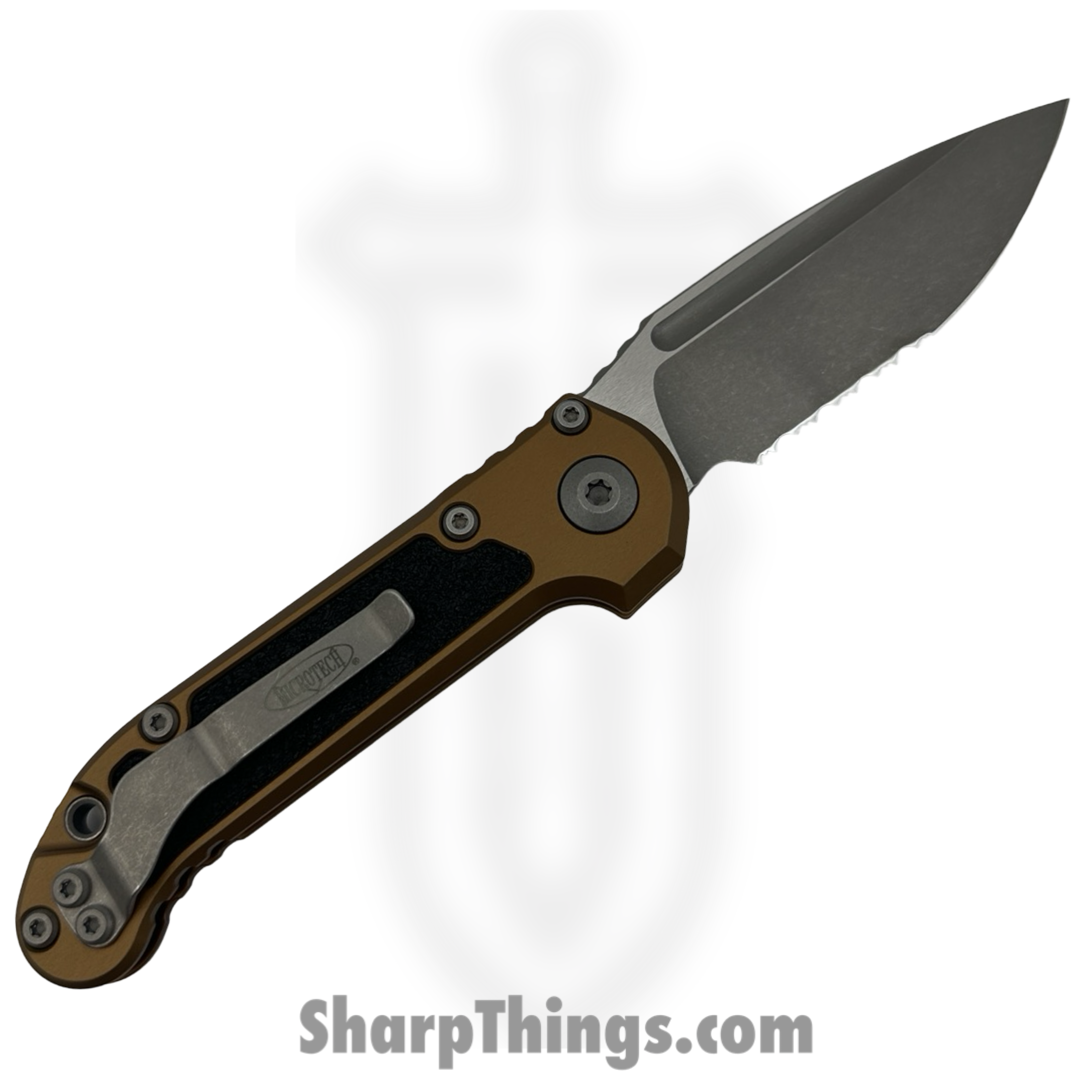 Microtech - 1135-11APTA - L.U.D.T. Gen III - Automatic Knife - M390MK Apocalyptic Drop Point P/S - 6061-T6 Aluminum - Tan - Image 2