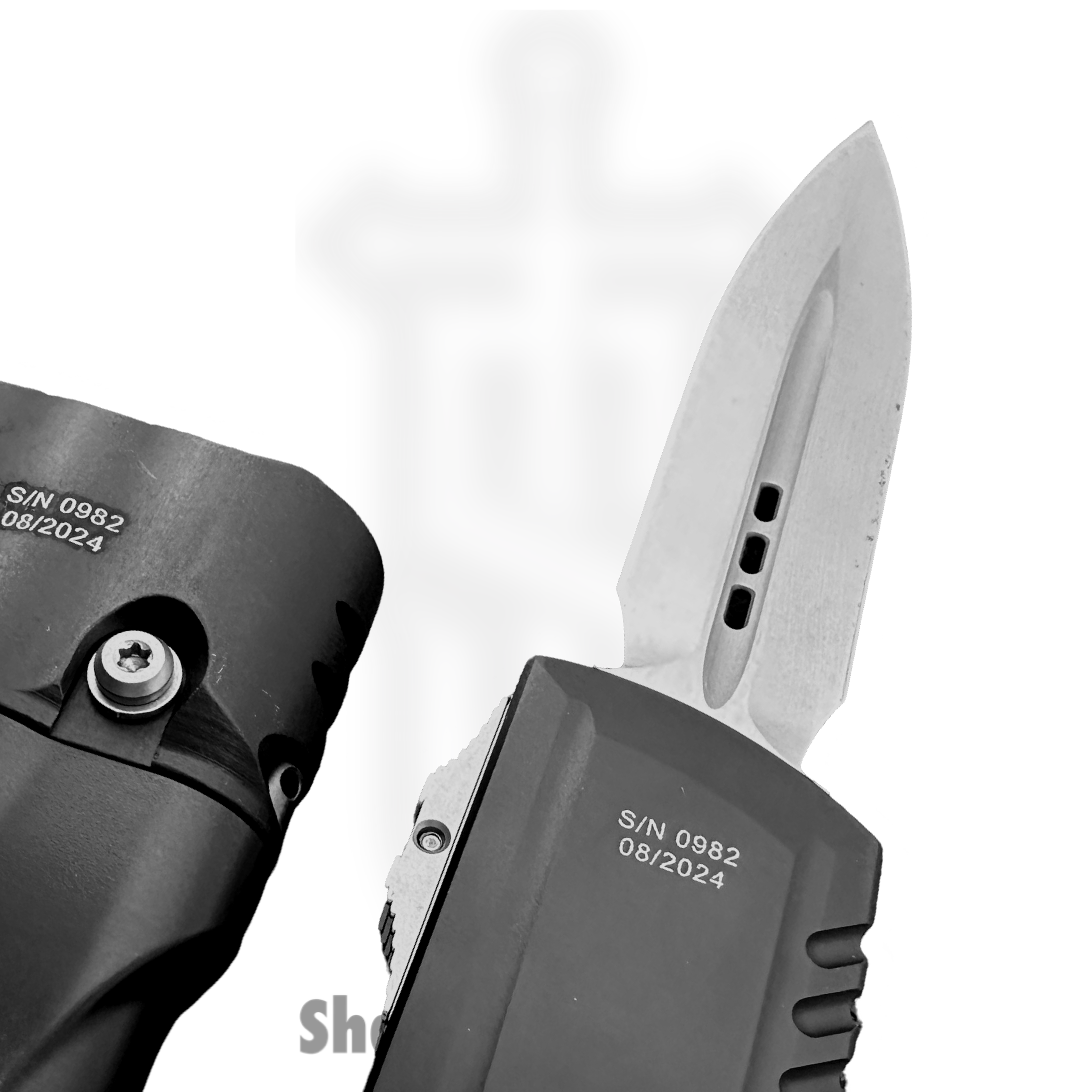 Microtech - 1270-10SET - Luminary and Surefire Stiletto Pro II Set - OTF Auto - M390MK Stonewash Dagger - 6061-T6 Aluminum - Black - Image 4