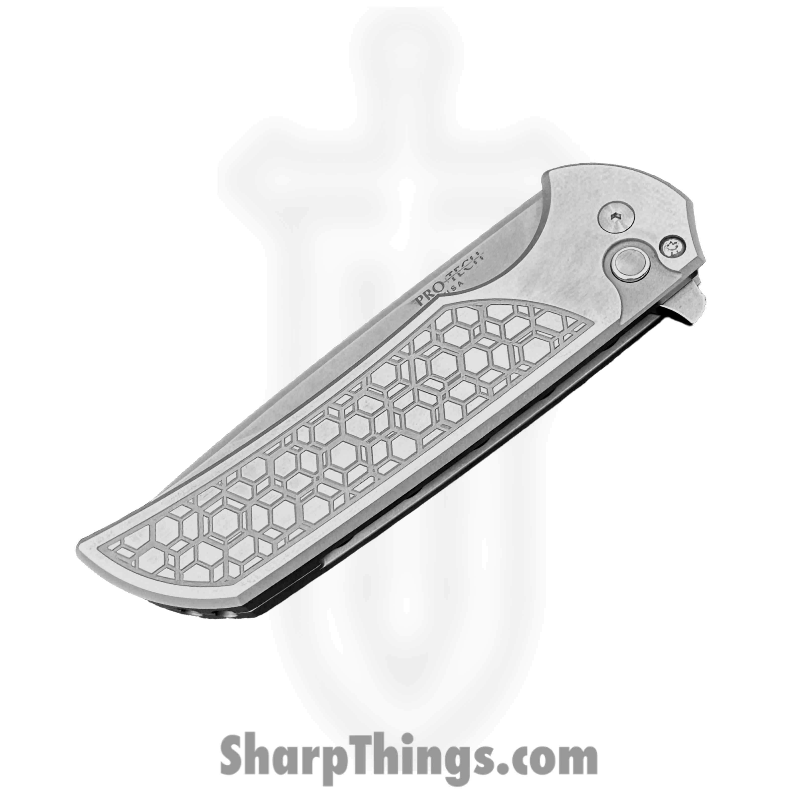 ProTech - 2024 Mordax Custom 002 - Mordax - Folding Knife - CPM MagnaCut Stonewash Drop Point - 17-4 SS Gridlock Texture - Natural - Image 3