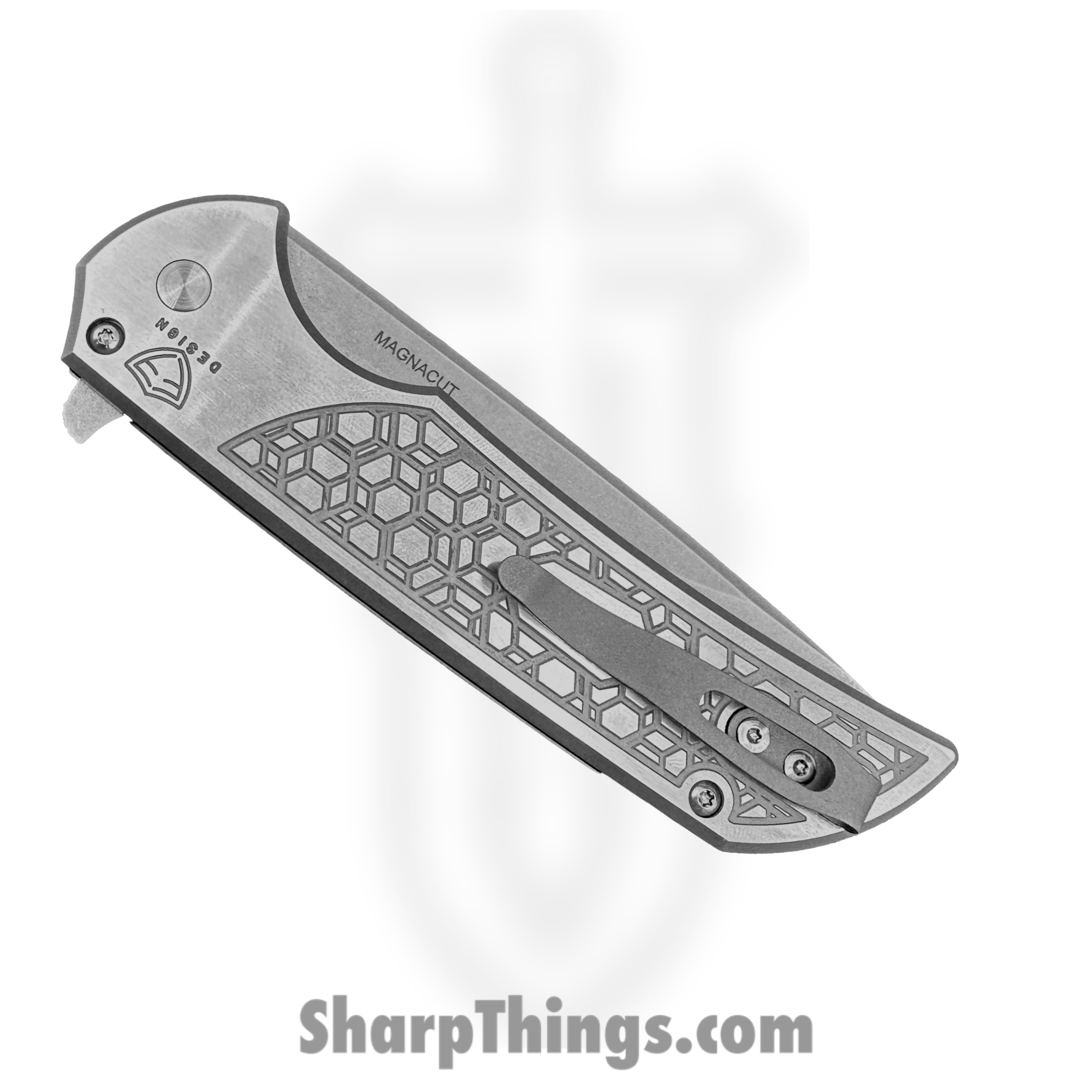 ProTech - 2024 Mordax Custom 002 - Mordax - Folding Knife - CPM MagnaCut Stonewash Drop Point - 17-4 SS Gridlock Texture - Natural - Image 4