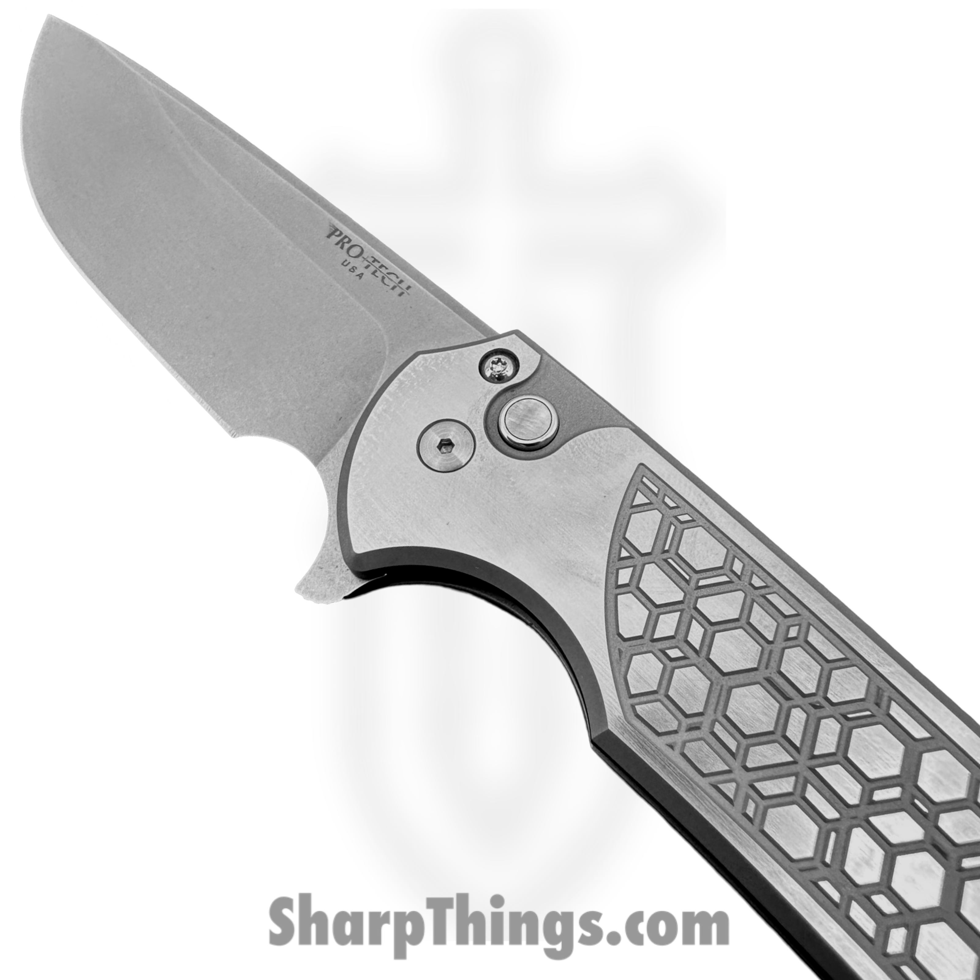 ProTech - 2024 Mordax Custom 002 - Mordax - Folding Knife - CPM MagnaCut Stonewash Drop Point - 17-4 SS Gridlock Texture - Natural - Image 5