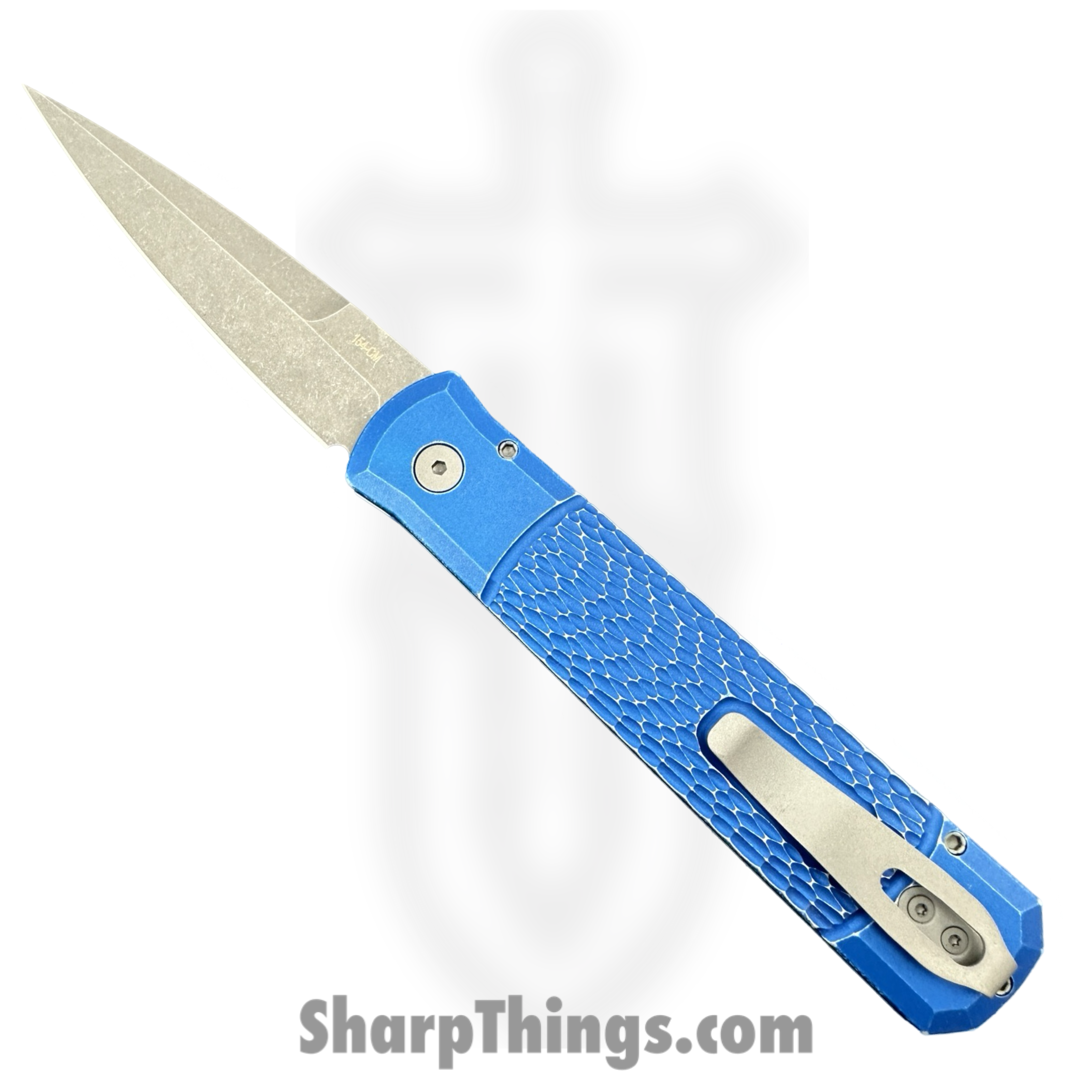 ProTech - 926-LHAWBW BLUE - Godfather LF - Automatic Knife - 154CM Acid Wash Spear Point - Aluminum Battleworn - Blue - Image 2