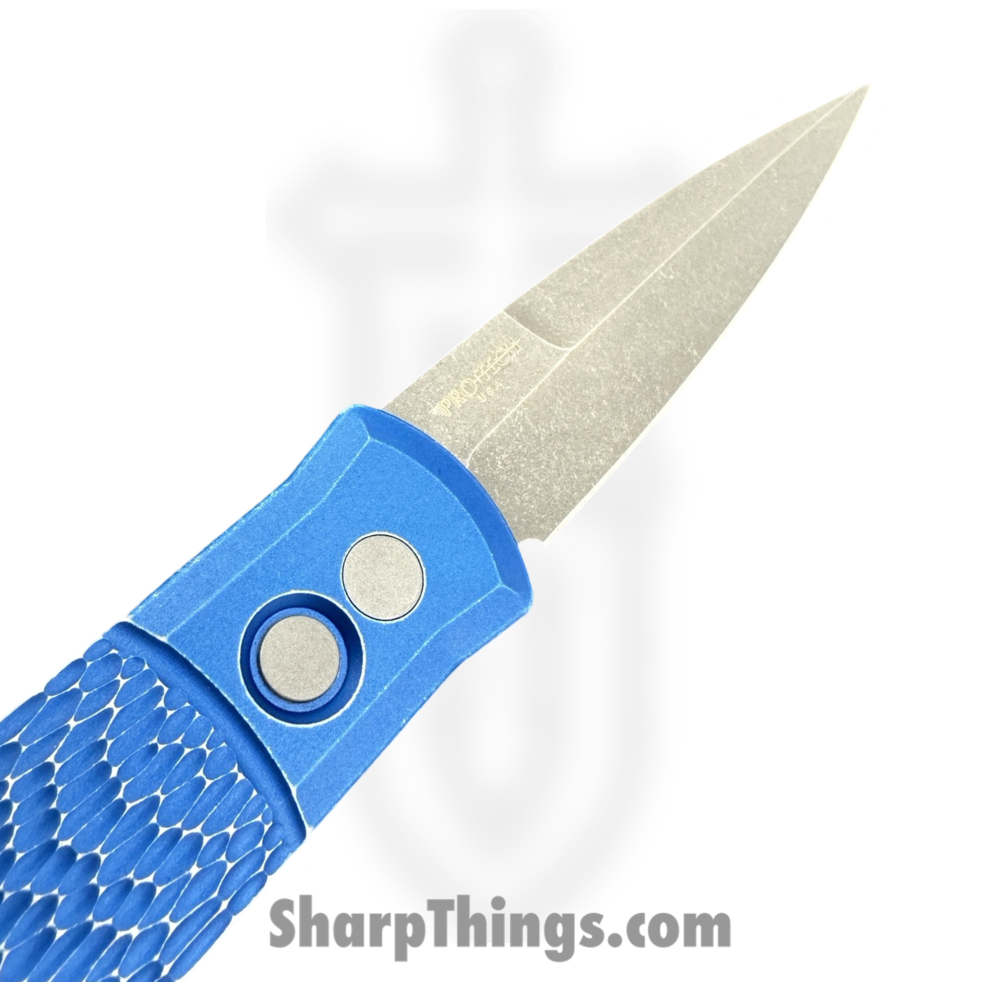 ProTech - 926-LHAWBW BLUE - Godfather LF - Automatic Knife - 154CM Acid Wash Spear Point - Aluminum Battleworn - Blue - Image 3