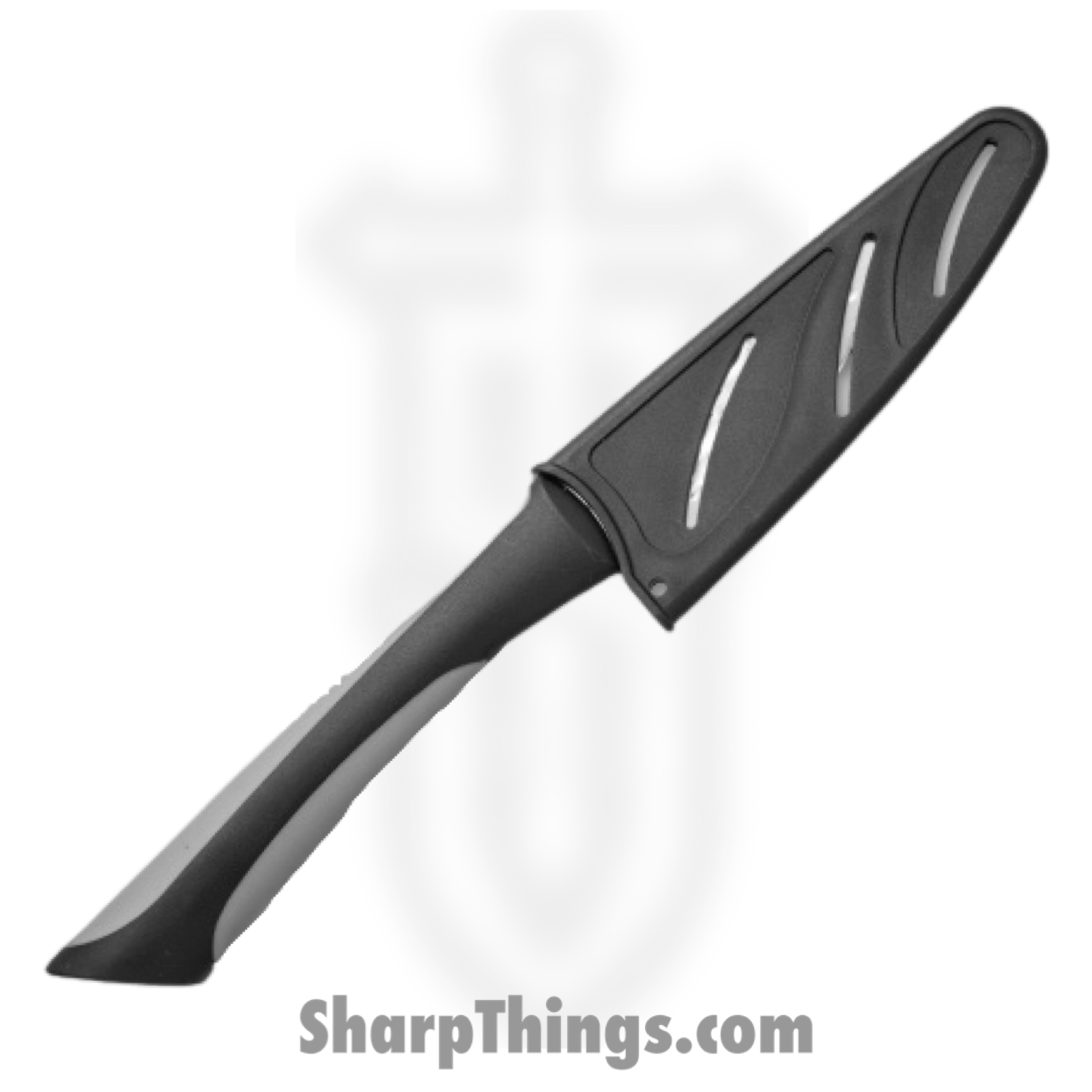 Kai - AB7068 - Luna Pairing with Sheath - Fixed Blade Knife - 1.4116 Stainless Hammered Drop Point - Polymer - Black Gray - Image 2