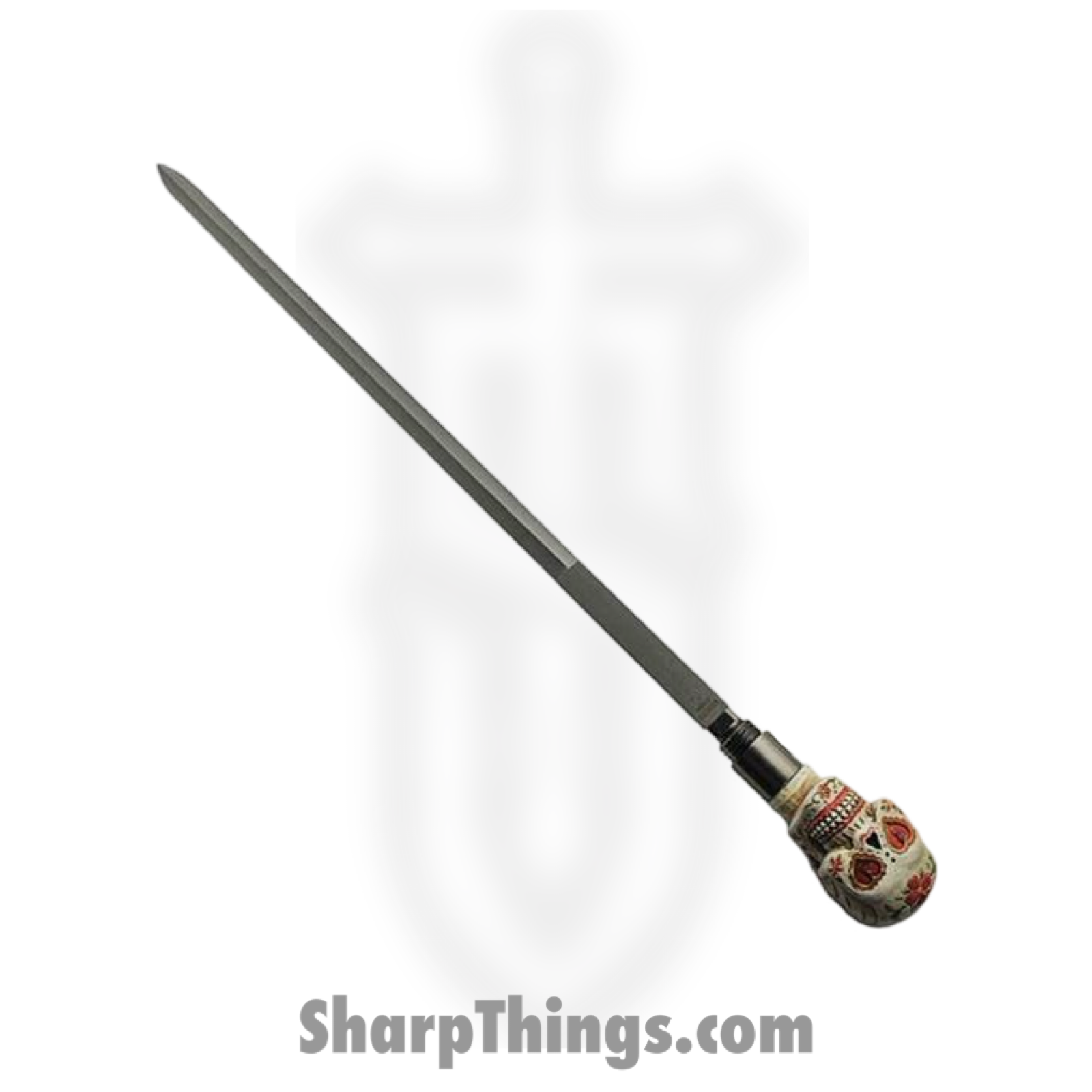 CMP - CN926935 - Sugar Skull Cane Sword - Fixed Blade Knife - Stainless Stonewash - Resin - Black