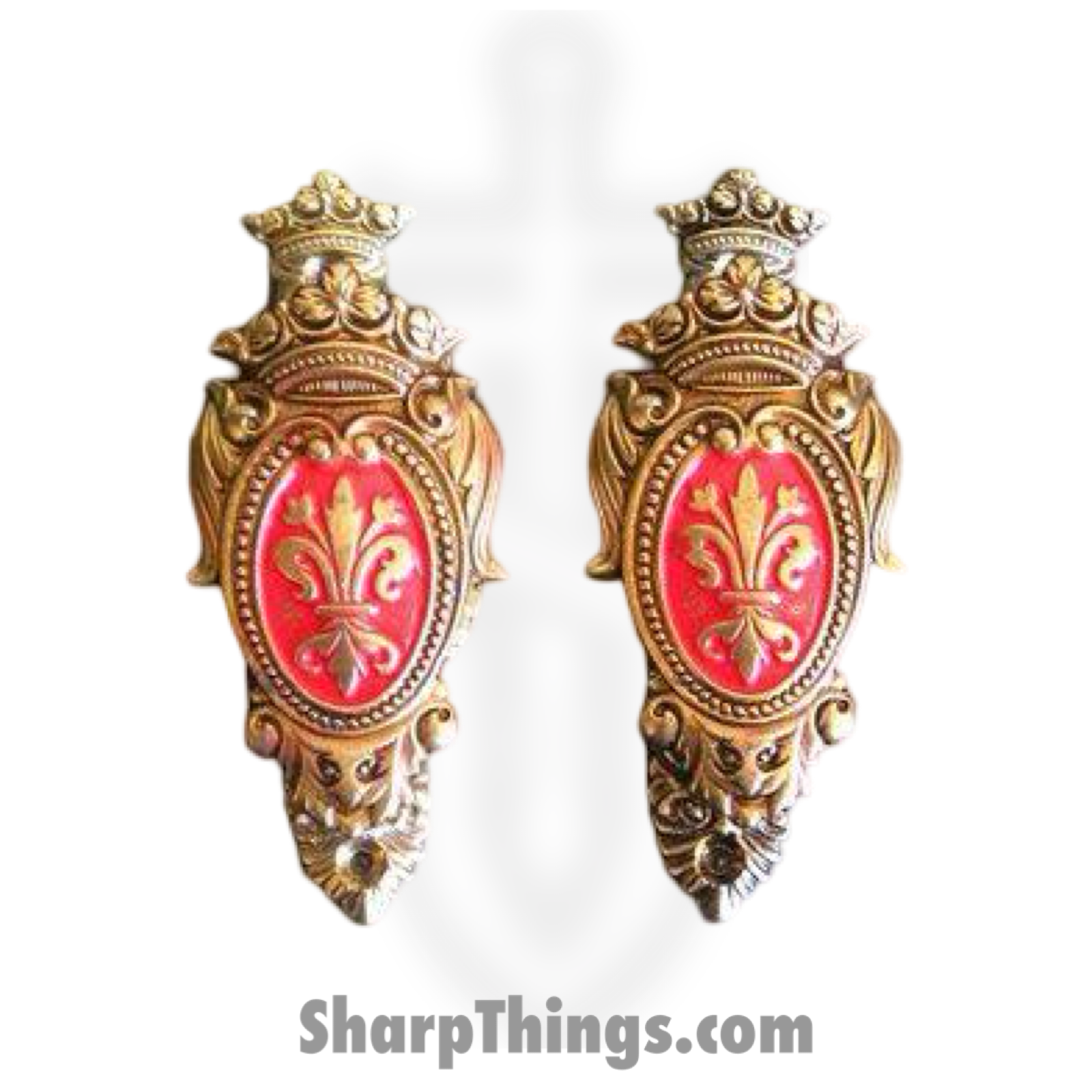 Denix - DX24L - Fleu de Lis Sword Gun Hanger 2 Piece Set - Metal - Bronze Red