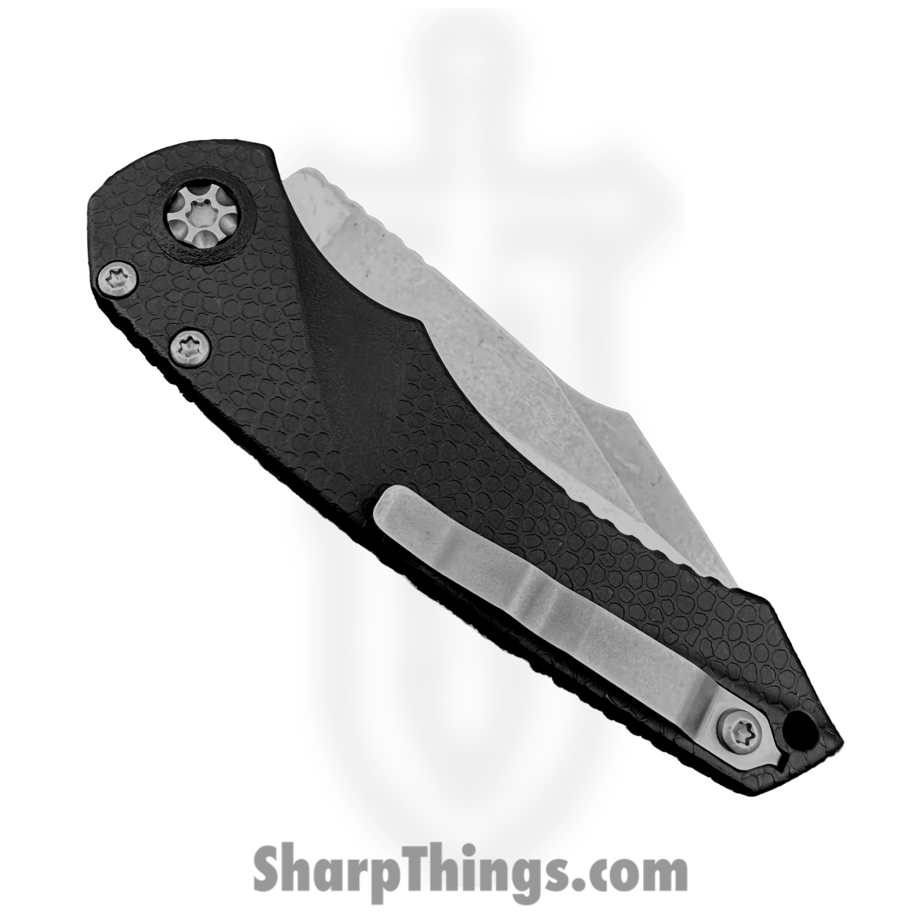 Heretic Knives - H055-2A - Mini Pariah Auto - Automatic Knife - CPM MagnaCut Stonewash Tanto - Polymer - Black - Image 3
