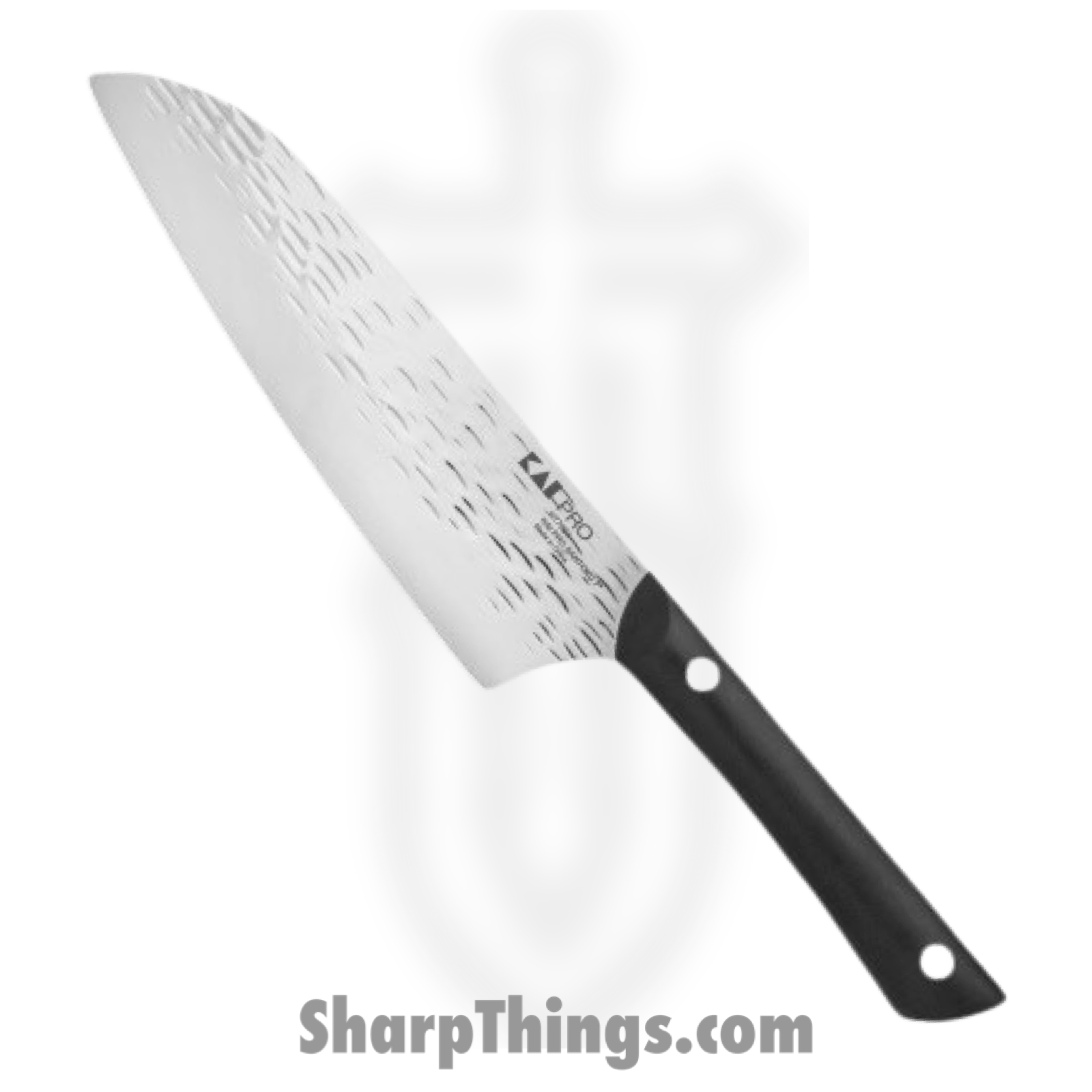 Kai - HT7064 - Pro Santoku 7" - Fixed Blade Knife - AUS-6 Hammered Wharncliffe - POM - Black
