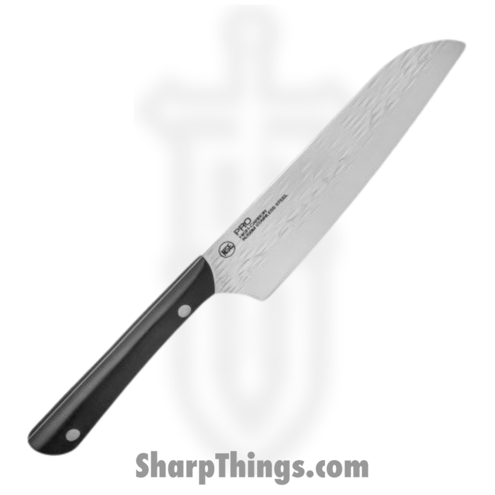 Kai - HT7064 - Pro Santoku 7" - Fixed Blade Knife - AUS-6 Hammered Wharncliffe - POM - Black - Image 2